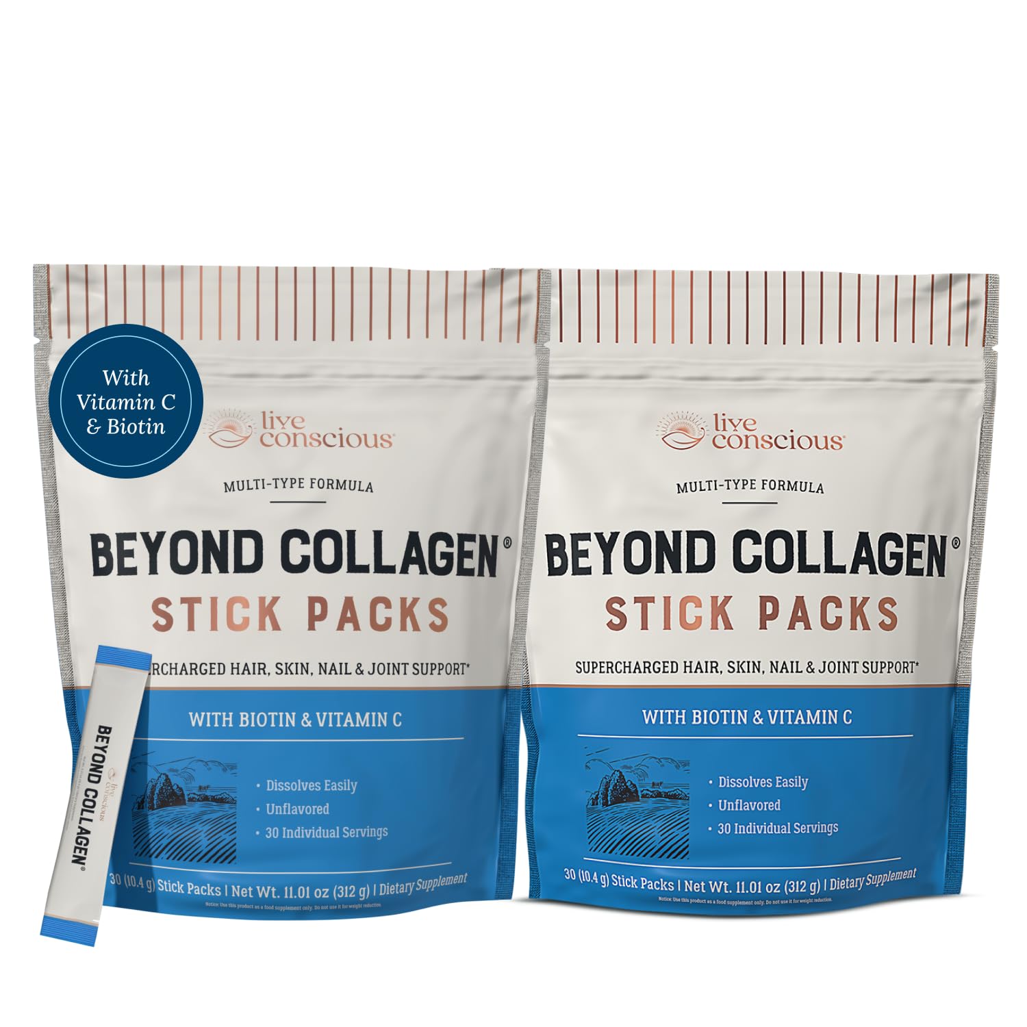 Foto 1 | Péptidos De Colágeno En Polvo Live Conscious Beyond, Paquete De 30 - Venta Internacional.