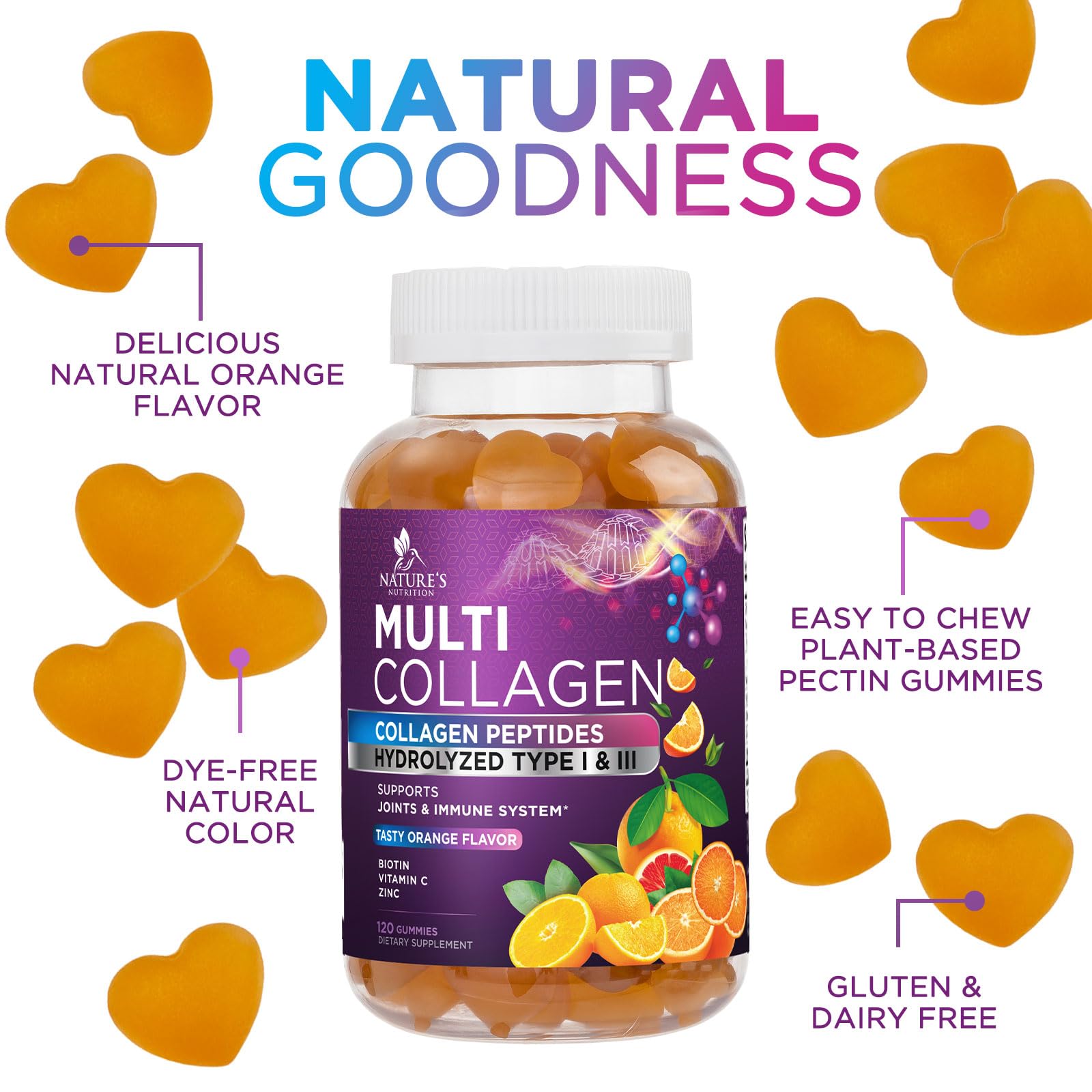 Foto 7 pulgar | Gomitas De Colágeno Nature's Nutrition Con 2500 Mcg De Biotina, 120 Unidades - Venta Internacional.