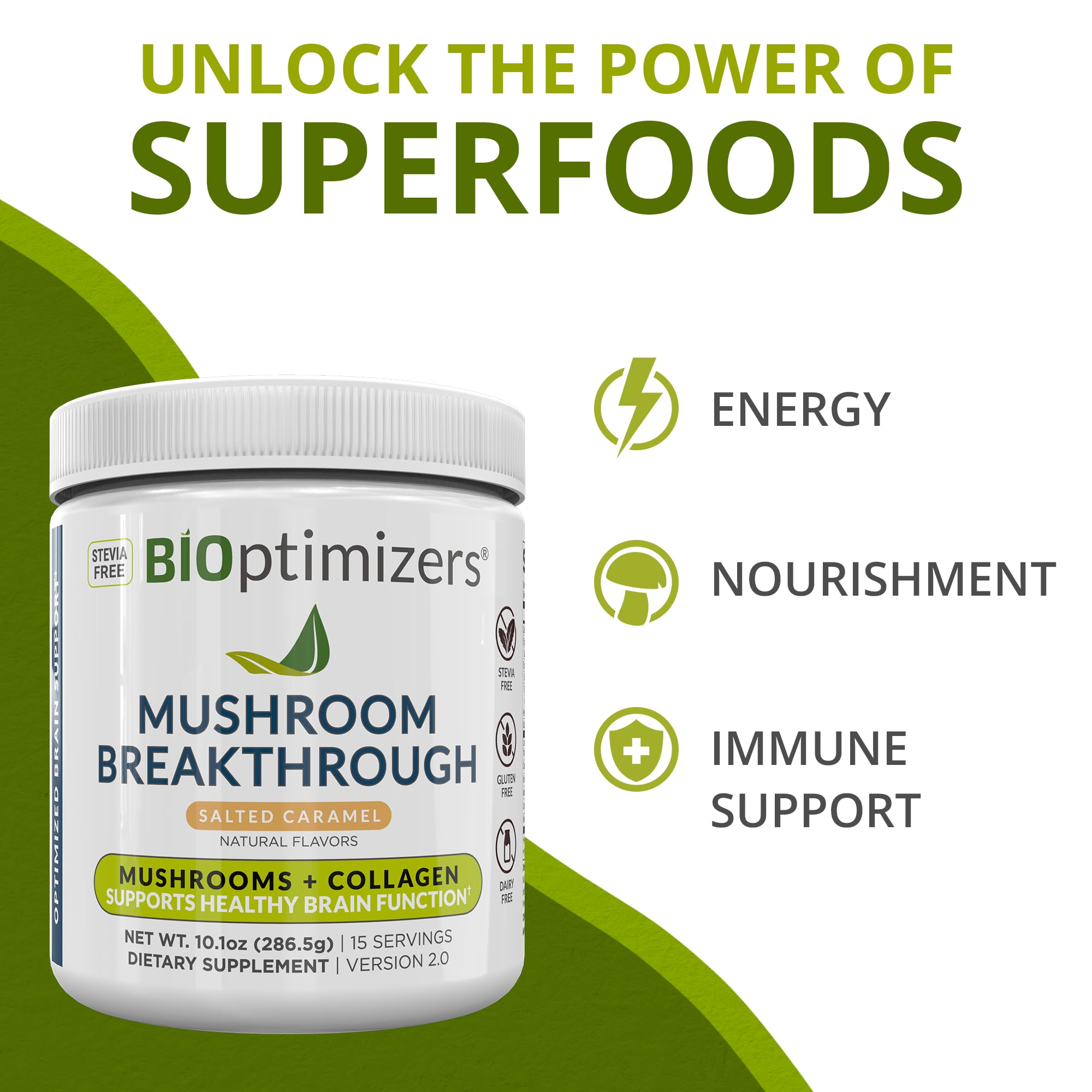 Foto 3 pulgar | Suplemento Bioptimizers Mushroom Breakthrough Salado Caramelo - Venta Internacional.