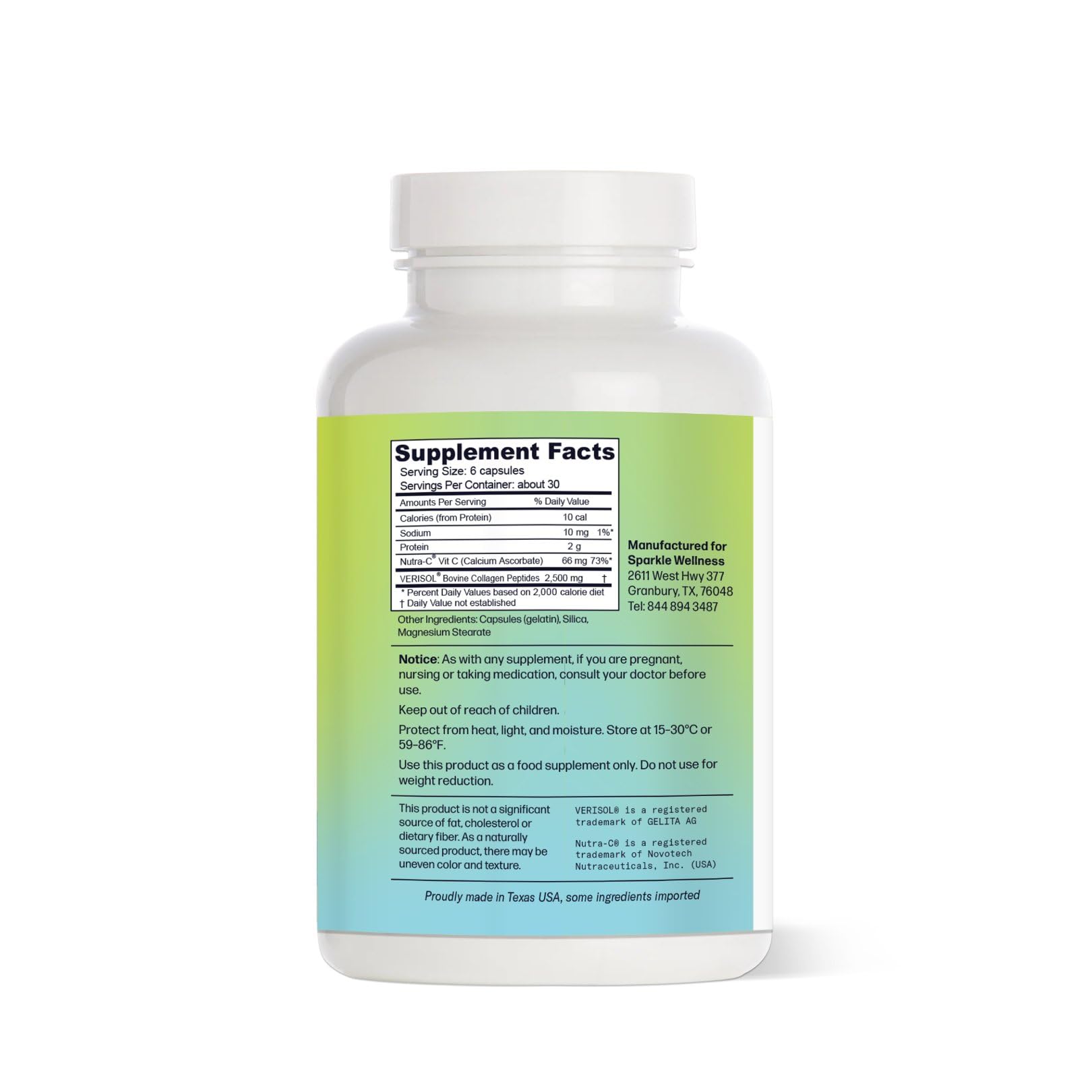 Foto 2 | Cápsulas De Colágeno Sparkle Wellness Skin Boost 2500 Mg 180 Píldoras - Venta Internacional.