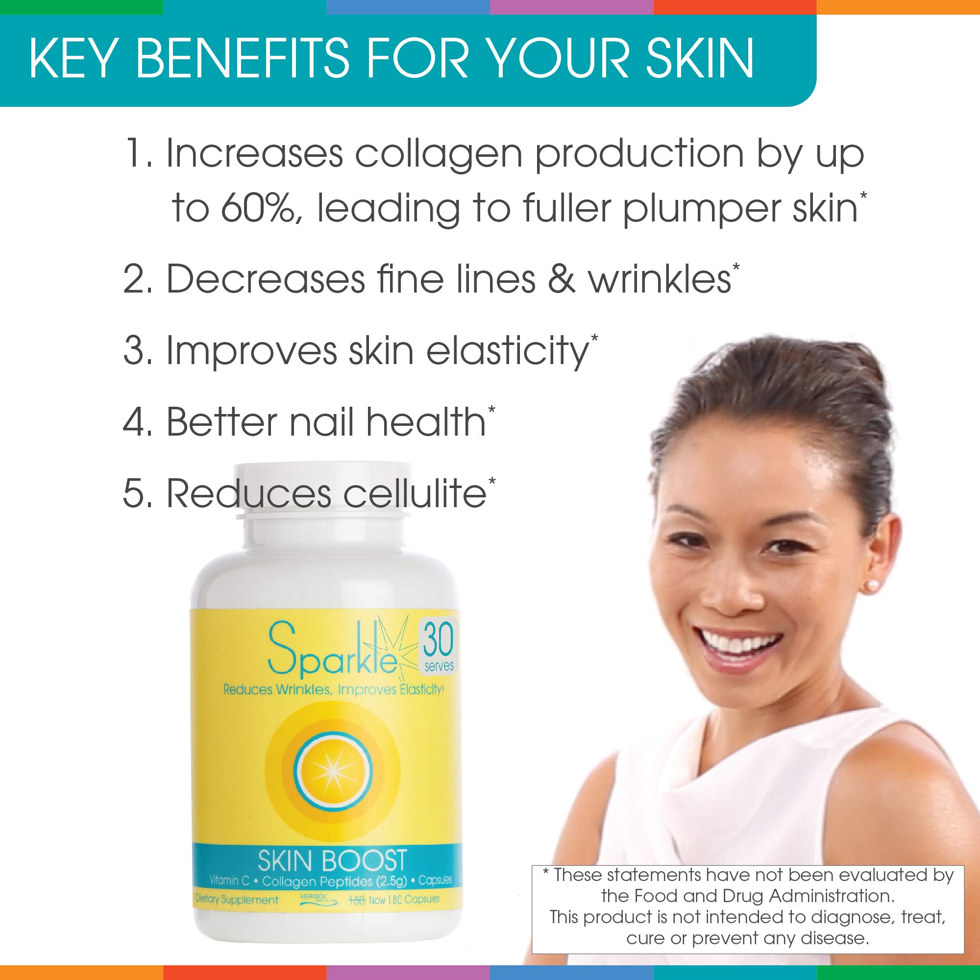 Foto 7 pulgar | Cápsulas De Colágeno Sparkle Wellness Skin Boost 2500 Mg 180 Píldoras - Venta Internacional.