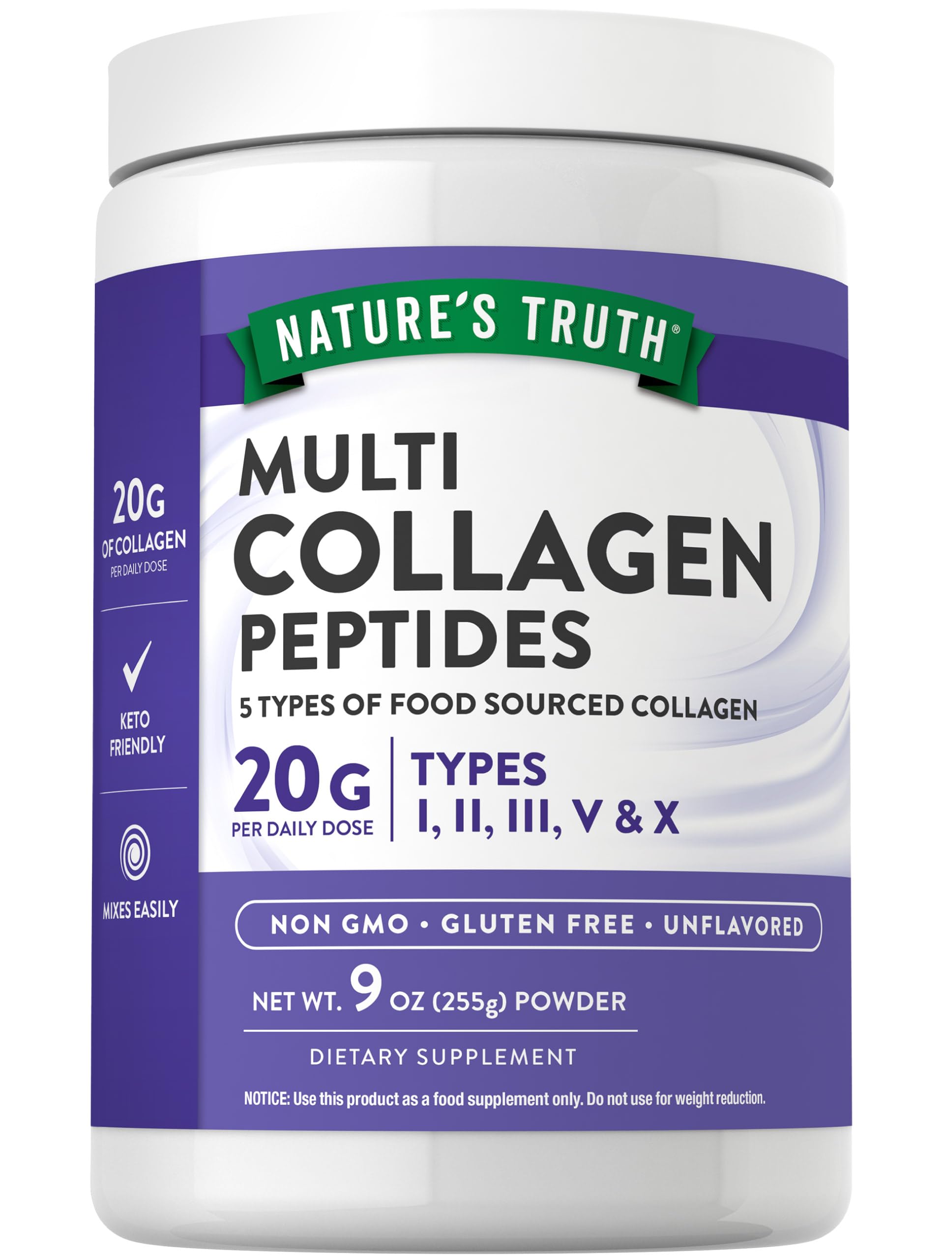Foto 2 pulgar | Péptido De Colágeno En Polvo Nature's Truth Multi 265 Ml, Tipo I, Ii, Iii, V, X - Venta Internacional.