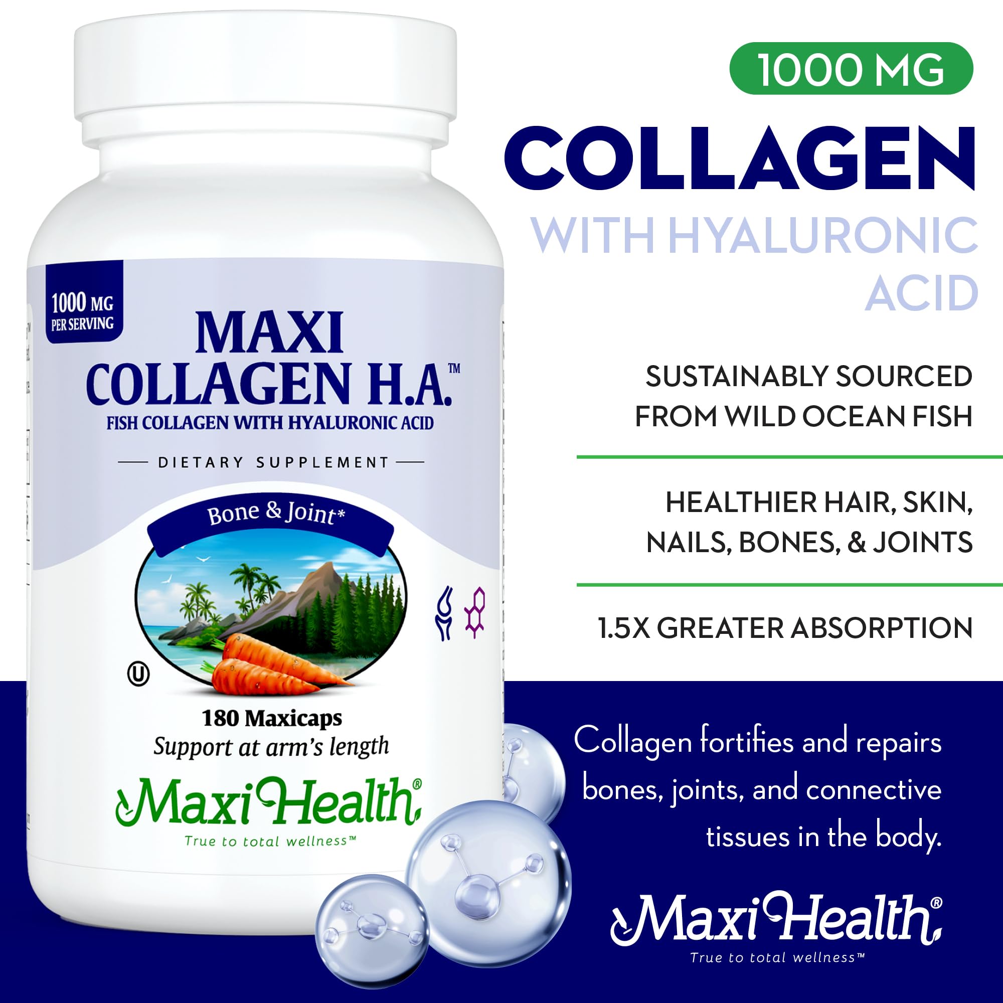 Foto 3 pulgar | Suplementos Maxi Health Collagen Con Ácido Hialurónico 180 Cápsulas - Venta Internacional.