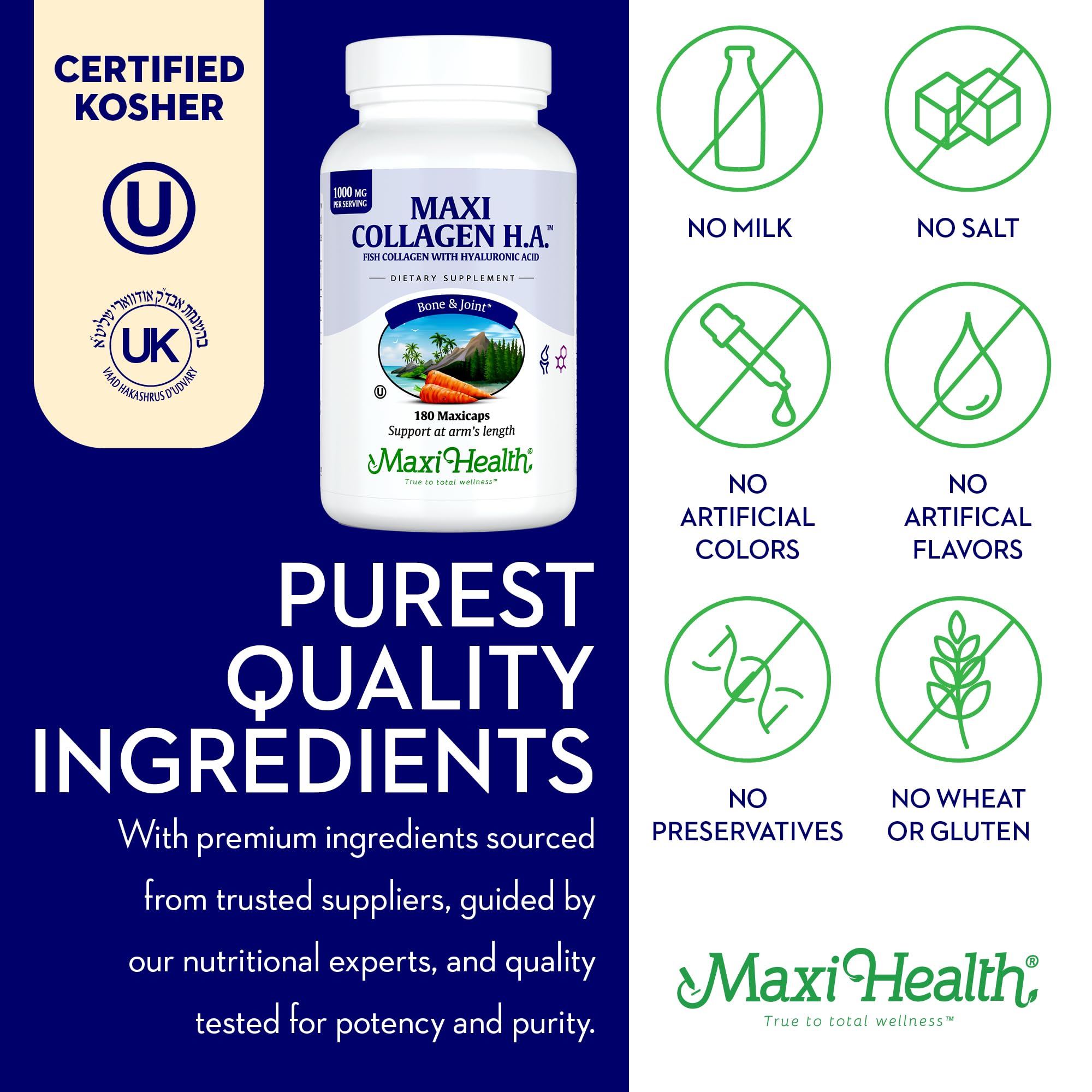 Foto 6 pulgar | Suplementos Maxi Health Collagen Con Ácido Hialurónico 180 Cápsulas - Venta Internacional.