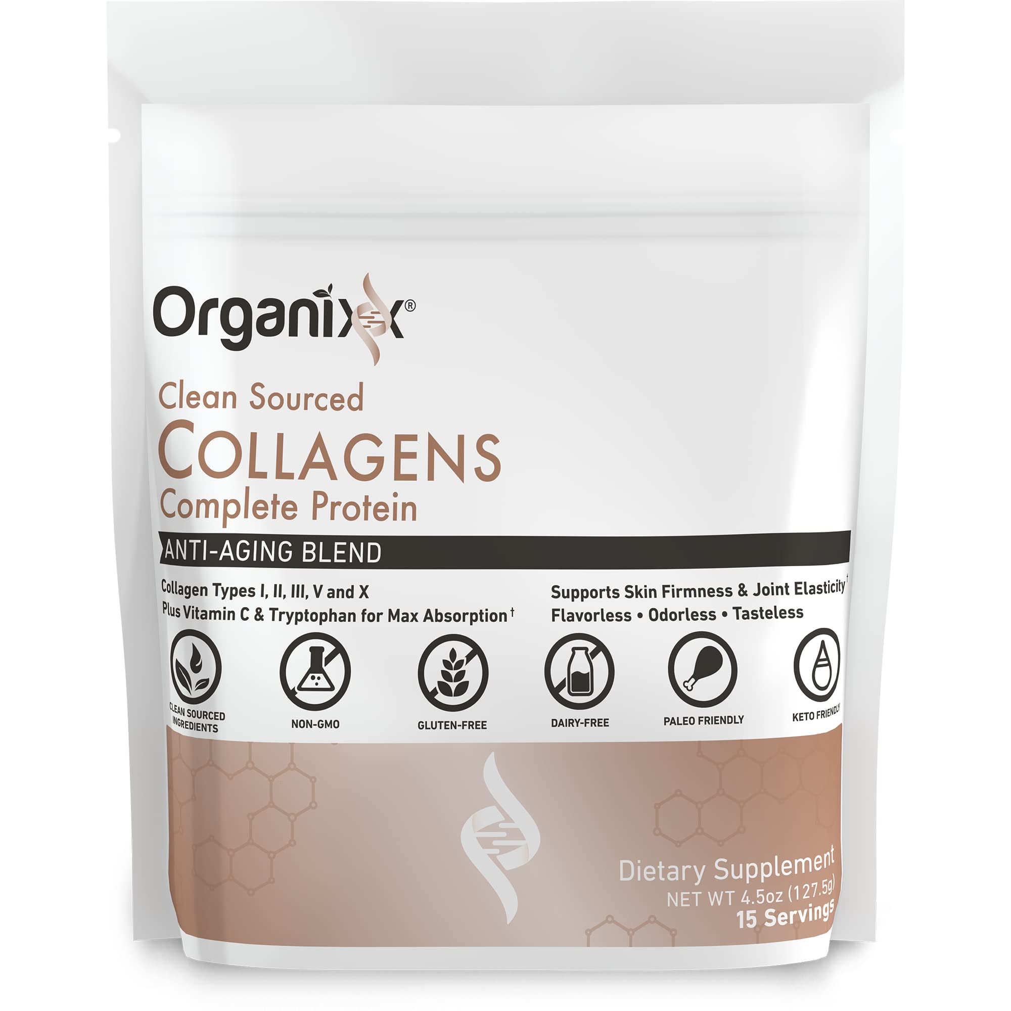Foto 2 pulgar | Péptidos De Colágeno En Polvo Organixx Con Vitamina C, 15 Porciones - Venta Internacional.