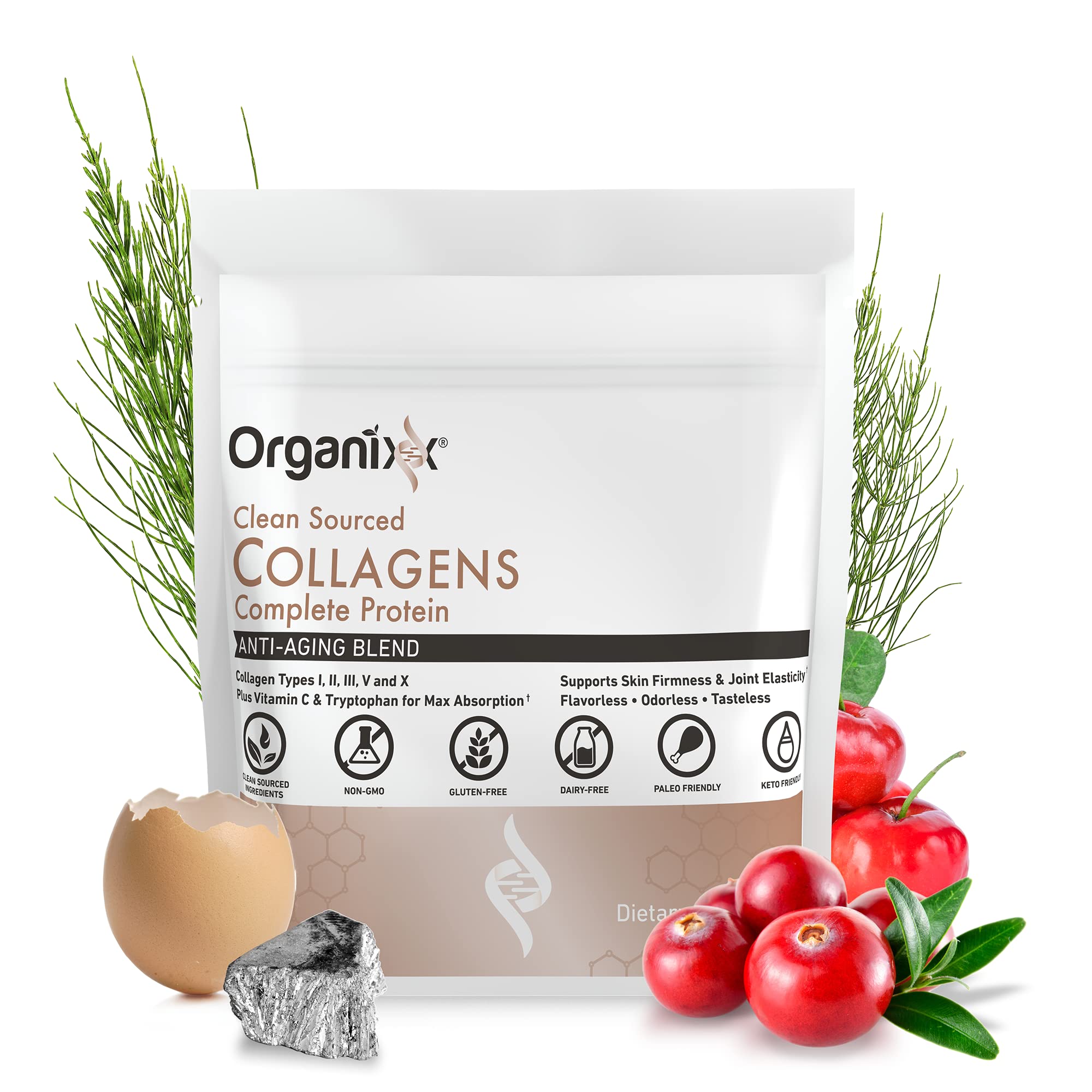 Foto 3 pulgar | Péptidos De Colágeno En Polvo Organixx Con Vitamina C, 15 Porciones - Venta Internacional.