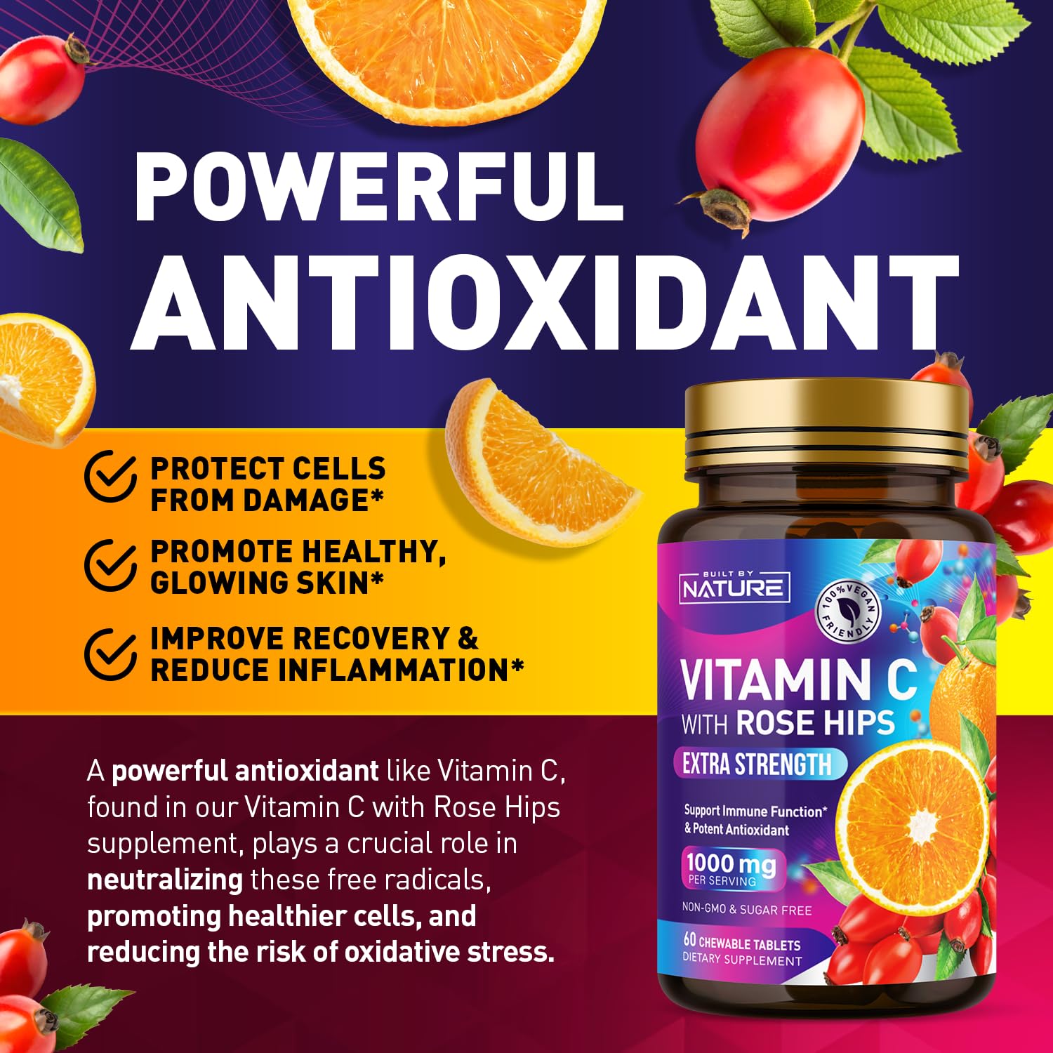 Foto 4 pulgar | Vitamina C Masticable De 1000 Mg Con Escaramujos Hecha Por La Naturaleza - Venta Internacional.