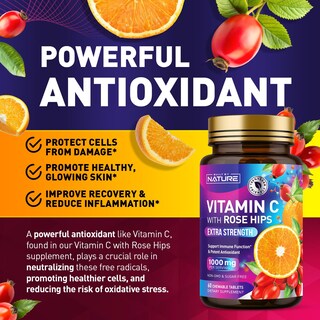 Foto 3 | Vitamina C Masticable De 1000 Mg Con Escaramujos Hecha Por La Naturaleza - Venta Internacional.
