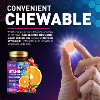 Foto 7 | Vitamina C Masticable De 1000 Mg Con Escaramujos Hecha Por La Naturaleza - Venta Internacional.