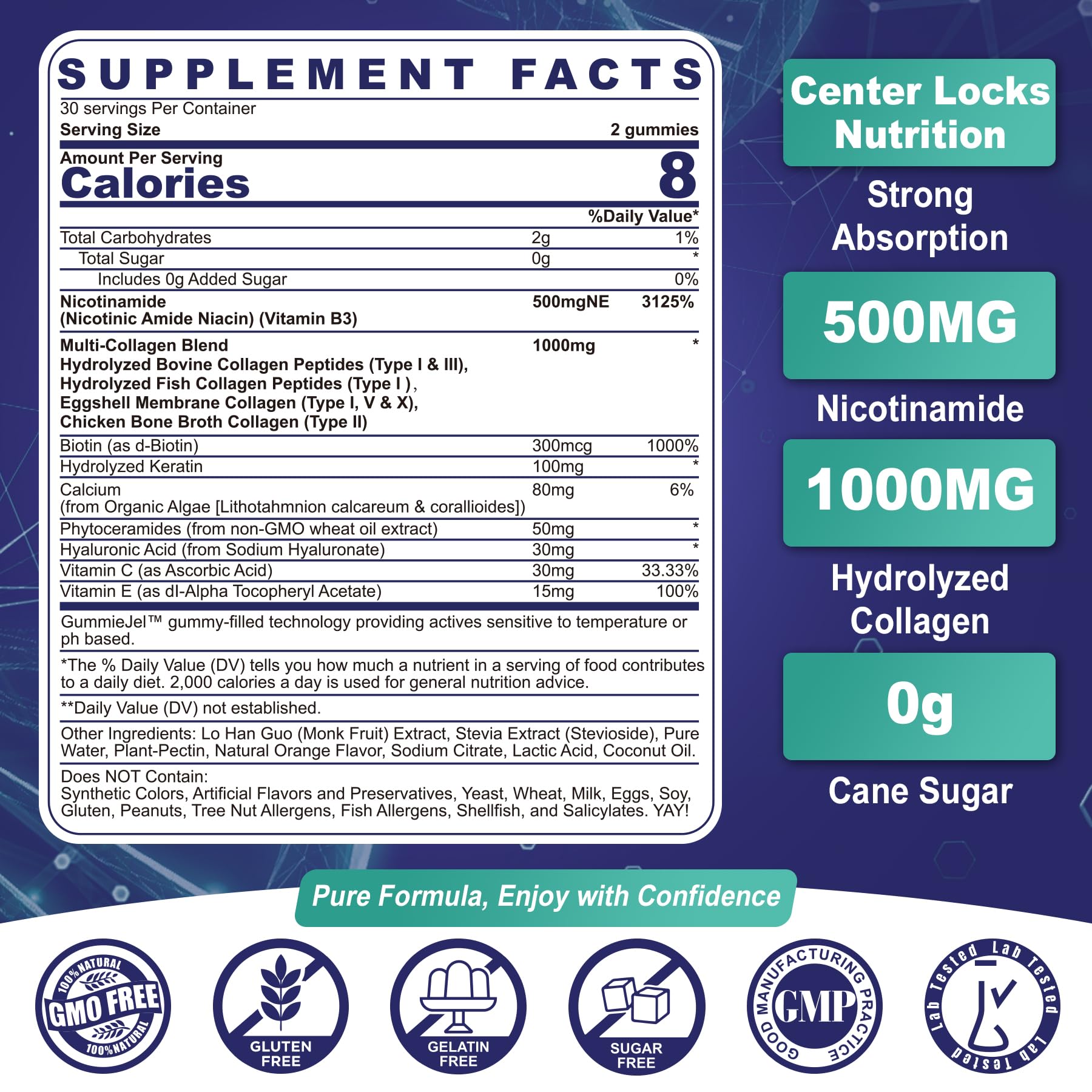 Foto 3 pulgar | Suplemento: Gomitas Rellenas De Nicotinamida Neviss, 500 Mg, 60 Unidades - Venta Internacional.