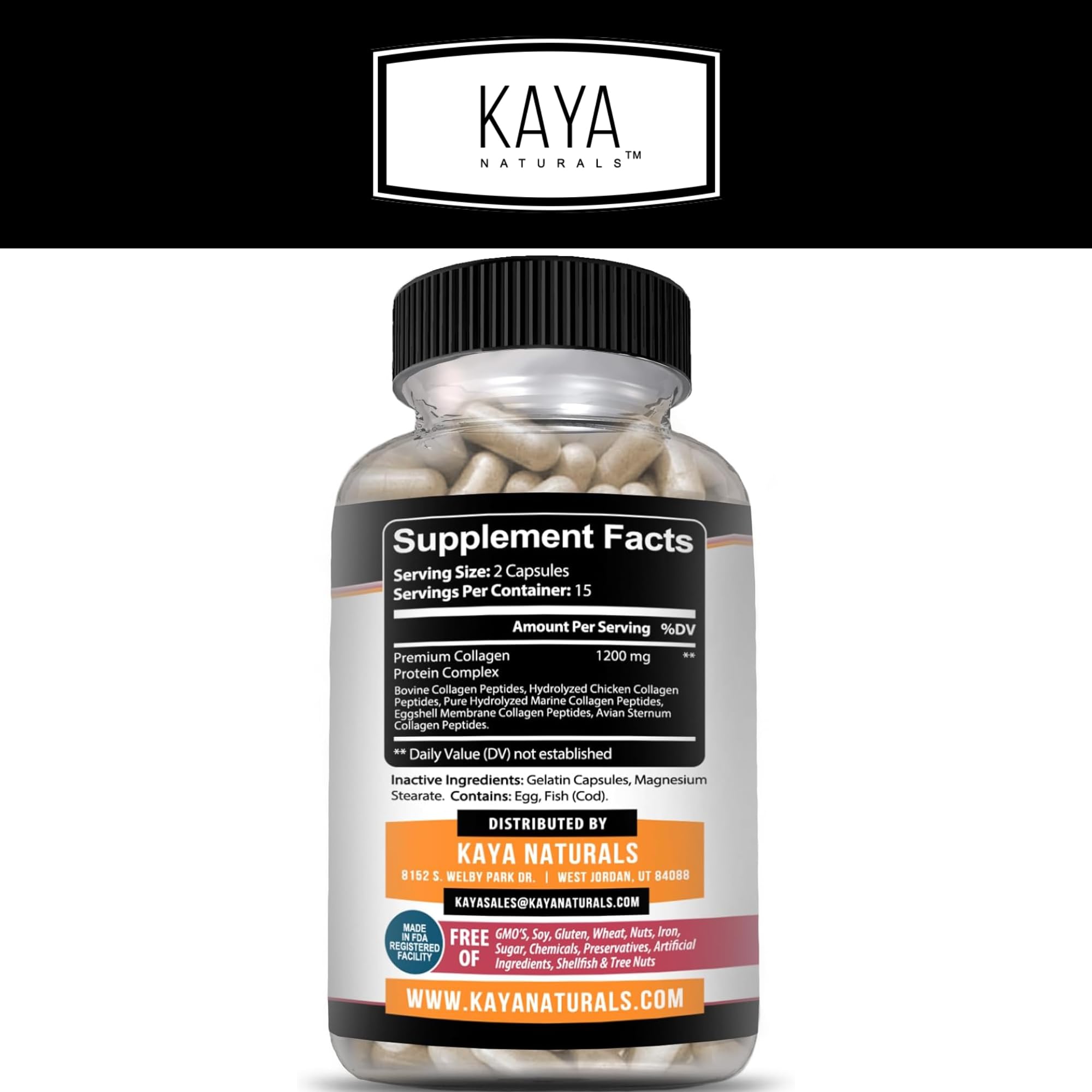 Foto 3 pulgar | Suplemento Kaya Naturals Con Péptidos Multicolágeno, 30 Cápsulas - Venta Internacional.