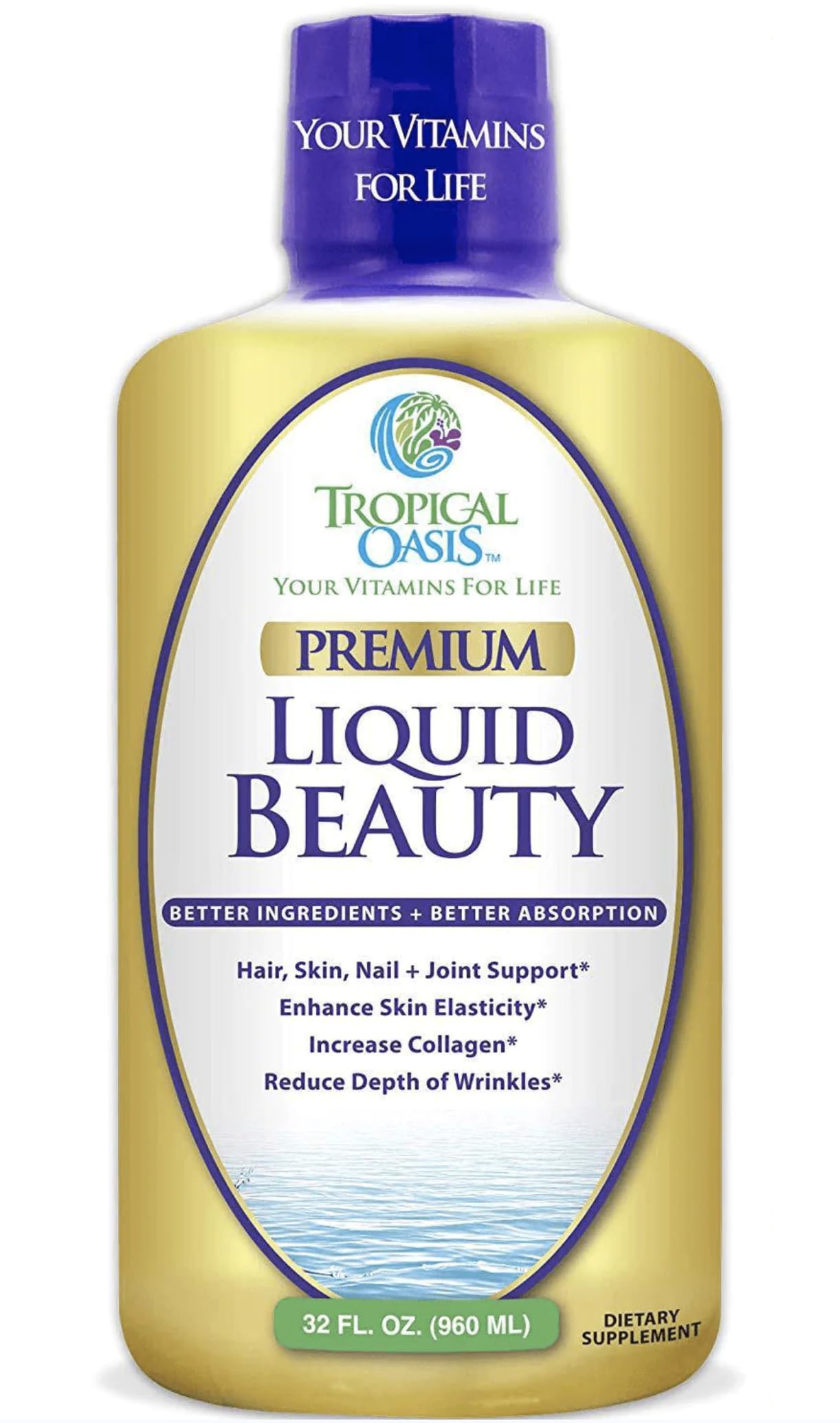 Foto 2 pulgar | Suplemento Tropical Oasis Liquid Beauty Biotina Colágeno 32 Ml - Venta Internacional.