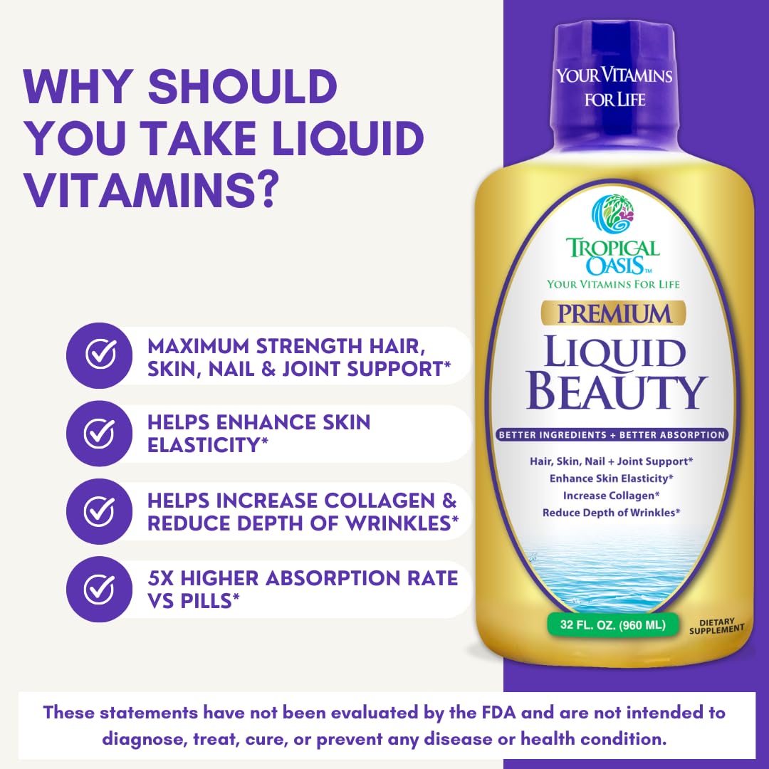 Foto 5 | Suplemento Tropical Oasis Liquid Beauty Biotina Colágeno 32 Ml - Venta Internacional.