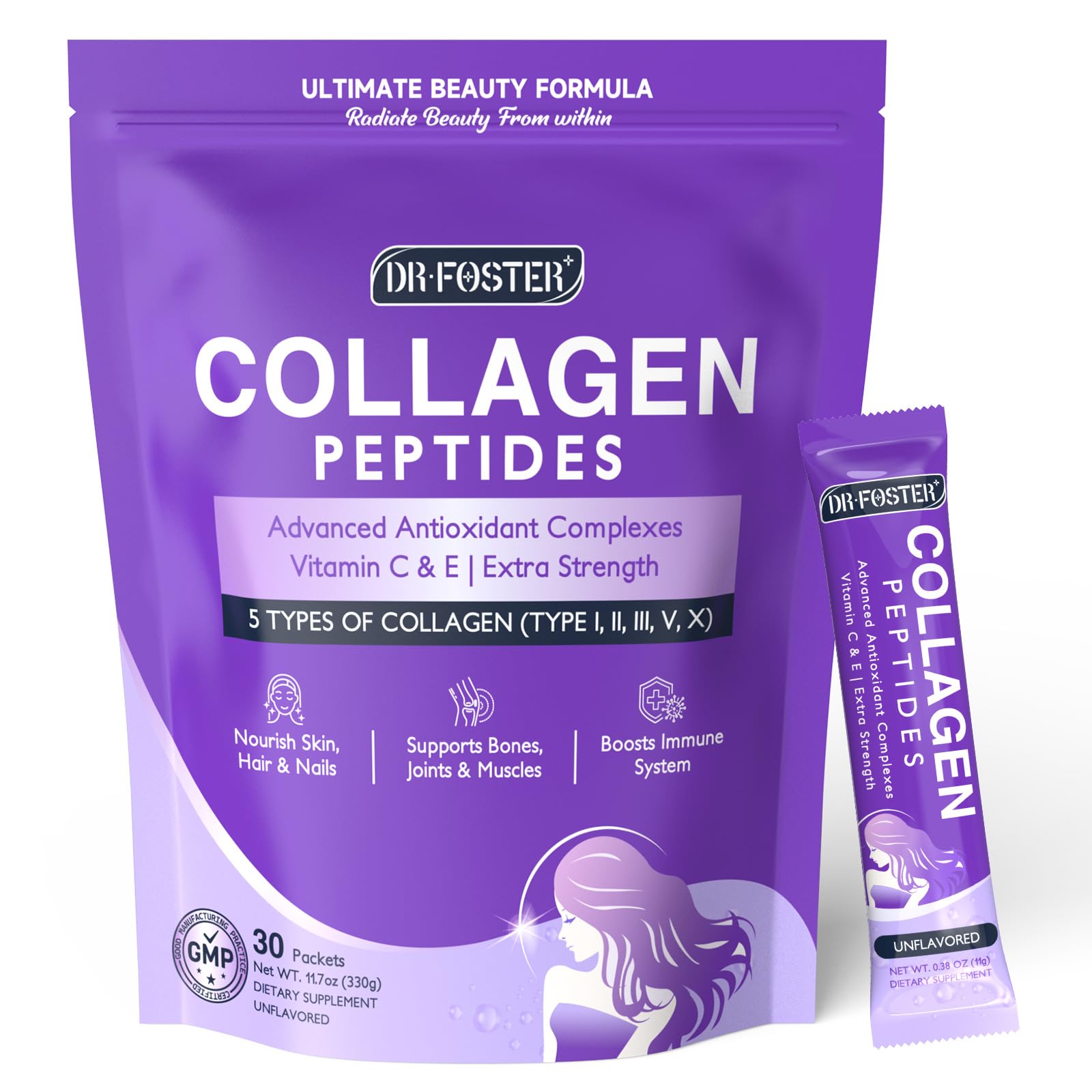 Paquetes De Péptidos De Colágeno En Polvo Drfoster Tipo I Ii Iii V X - Venta Internacional.