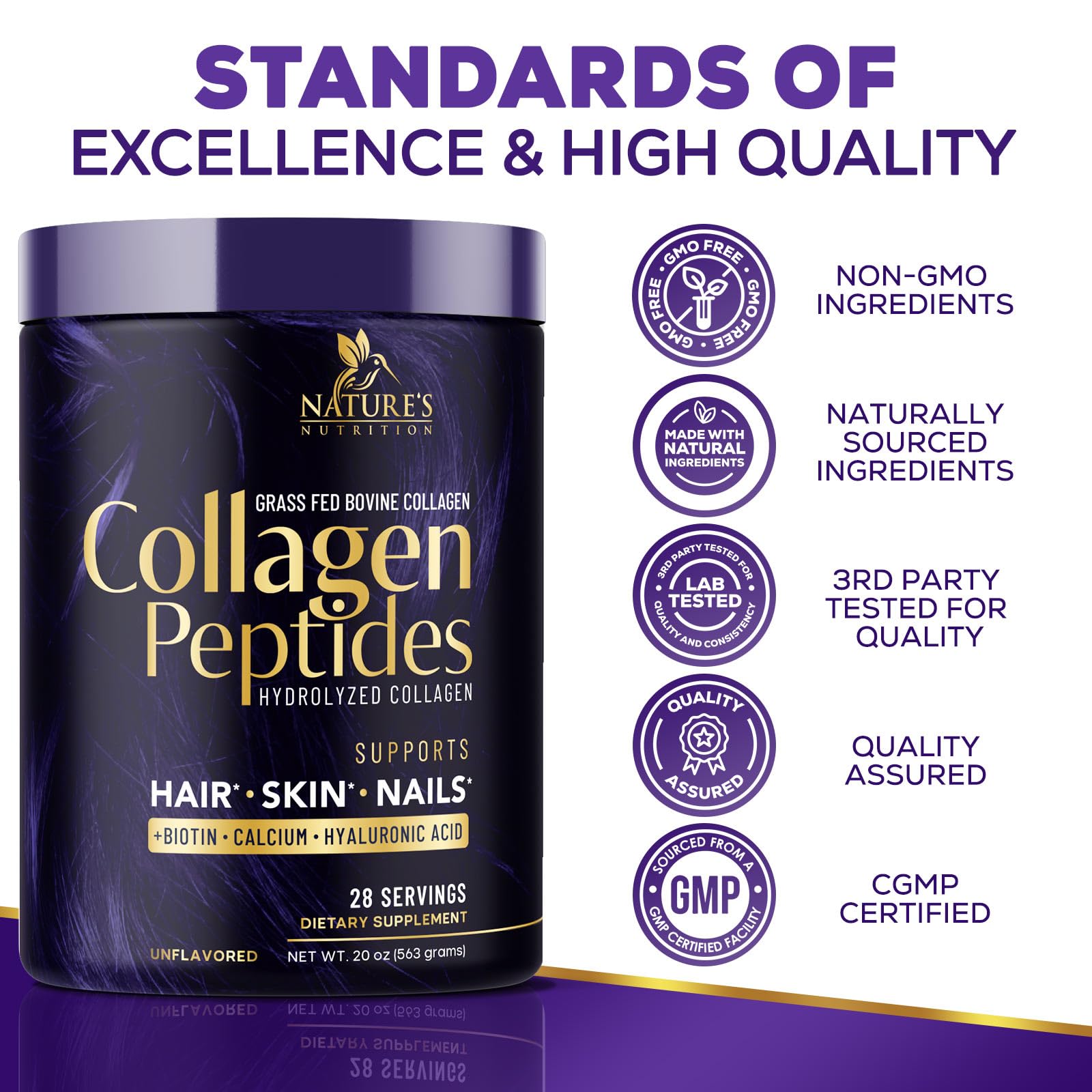 Foto 5 pulgar | Péptidos De Colágeno En Polvo Nature's Nutrition Sin Sabor 560 G - Venta Internacional.