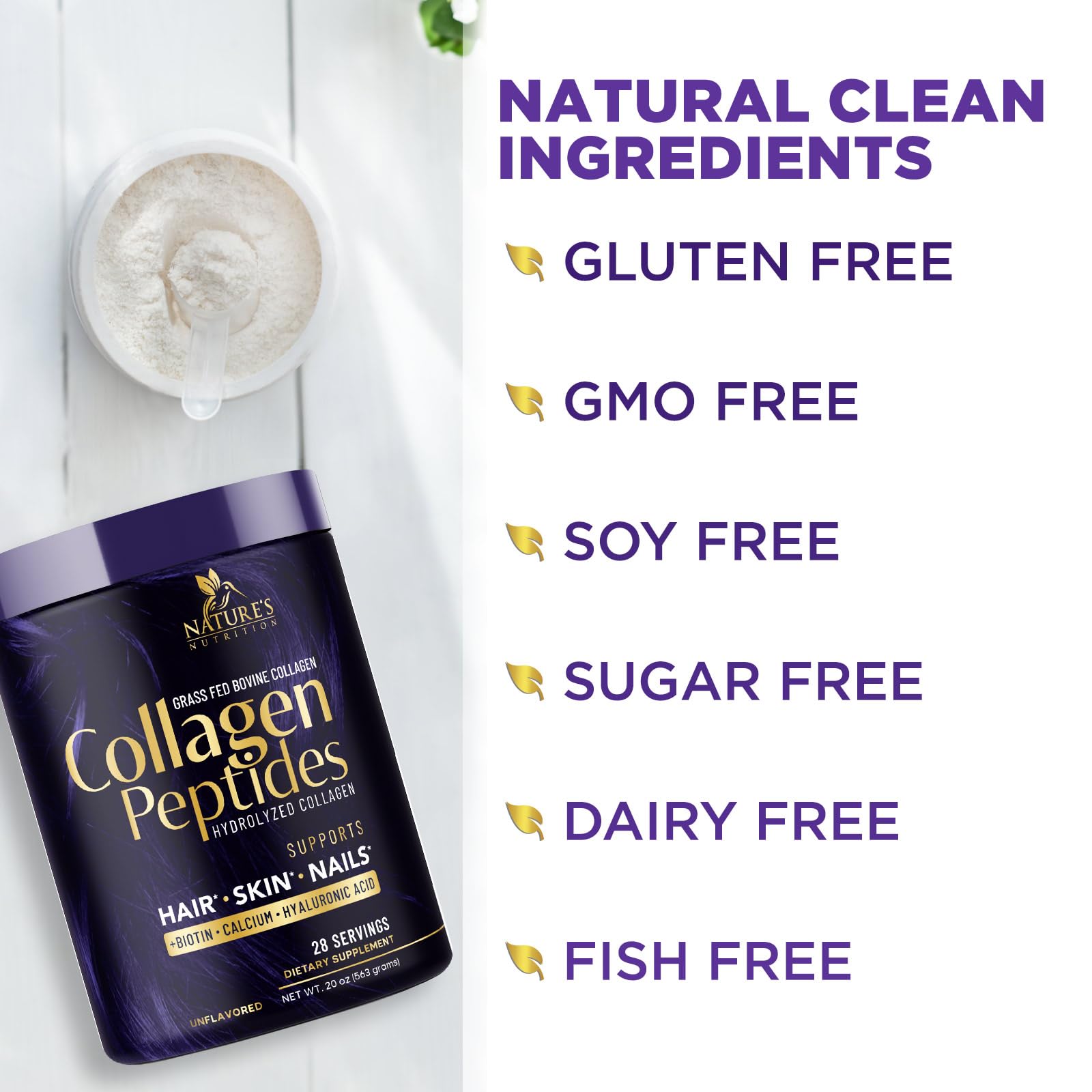Foto 7 pulgar | Péptidos De Colágeno En Polvo Nature's Nutrition Sin Sabor 560 G - Venta Internacional.
