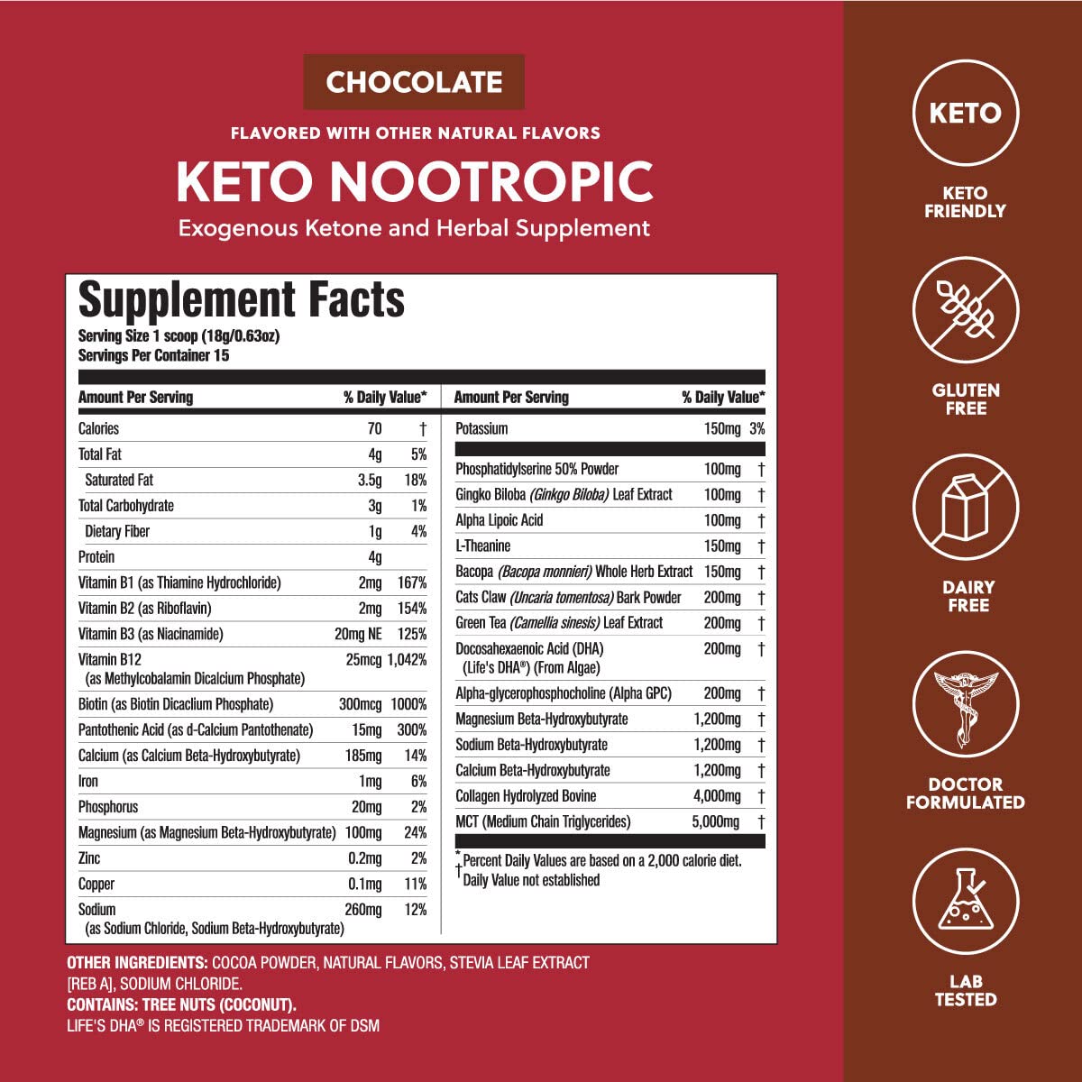 Foto 3 pulgar | Supplement Perfect Keto Nootrópico Brain Support Chocolate - Venta Internacional.
