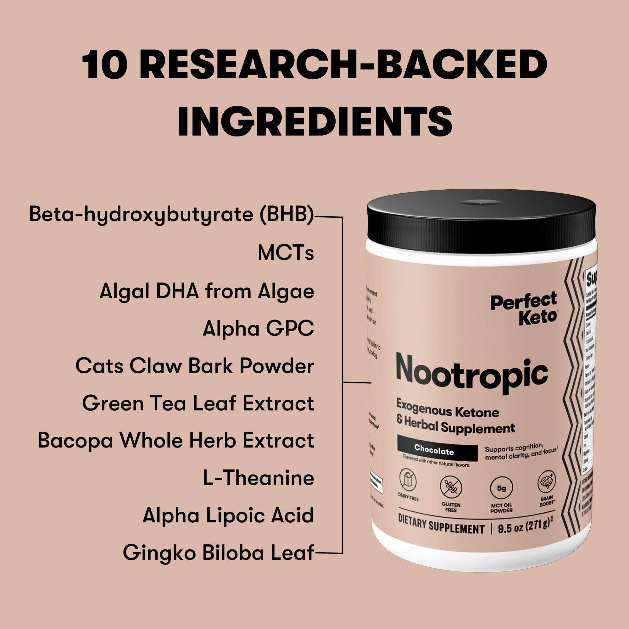 Foto 6 pulgar | Supplement Perfect Keto Nootrópico Brain Support Chocolate - Venta Internacional.
