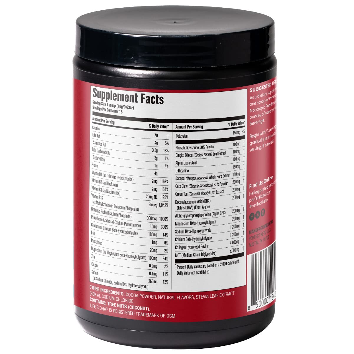 Foto 8 pulgar | Supplement Perfect Keto Nootrópico Brain Support Chocolate - Venta Internacional.