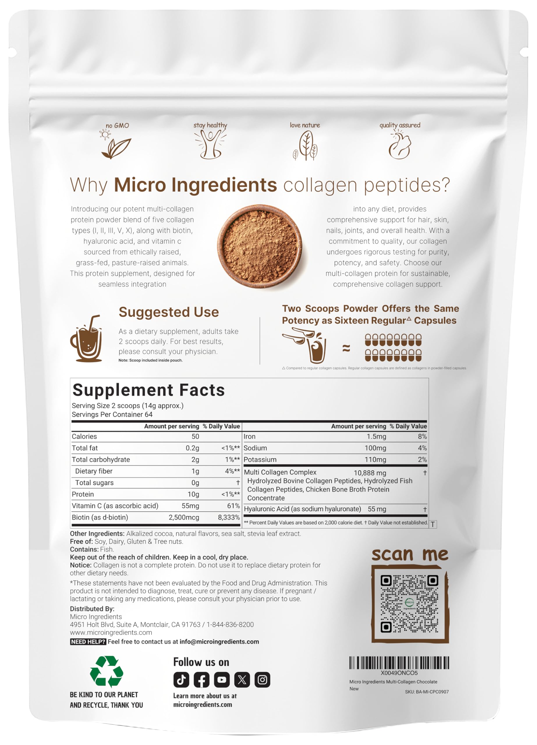 Foto 3 pulgar | Microingredientes De Proteína De Colágeno En Polvo 907 G De Tipo I, Ii, Iii, V, X - Venta Internacional.