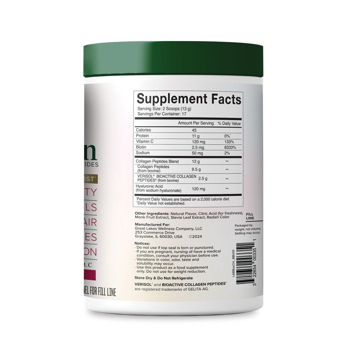 Foto 5 pulgar | Suplemento De Colágeno Great Lakes Wellness Beauty Boost, 240 Ml - Venta Internacional.