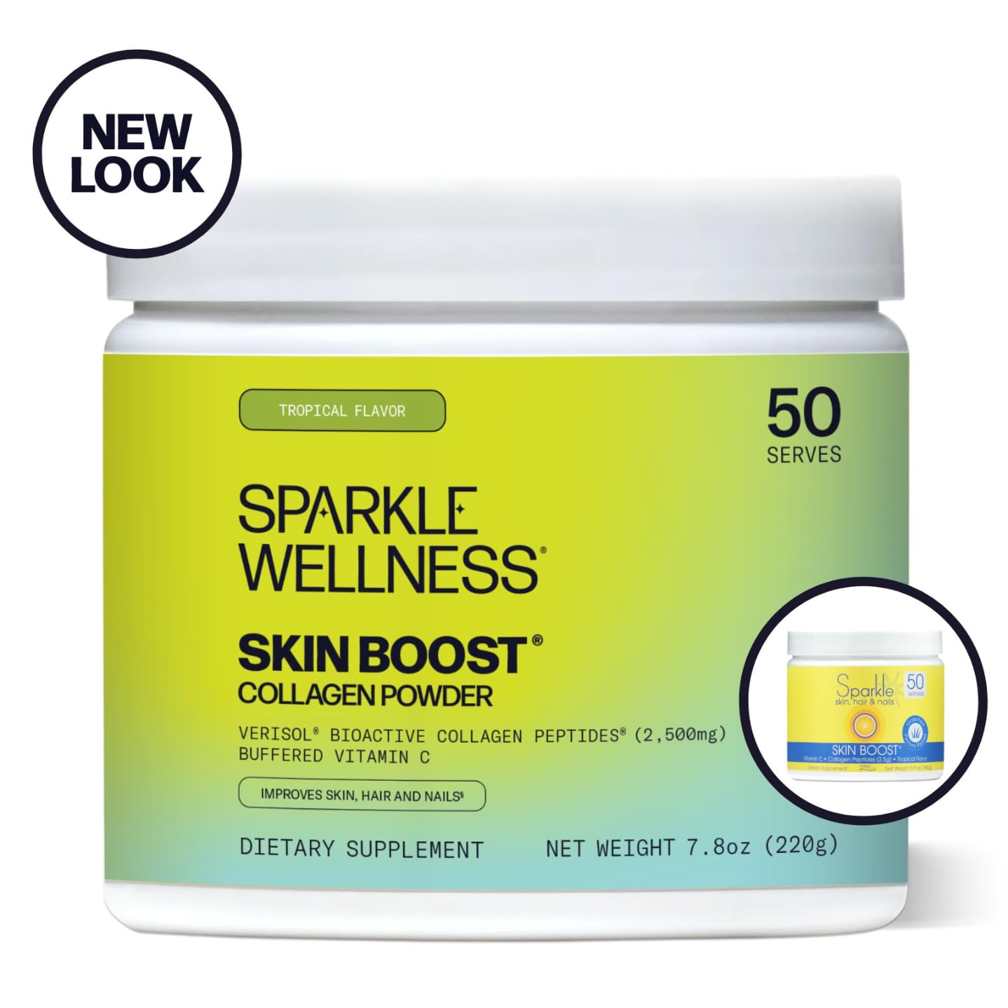 Foto 3 pulgar | Colágeno En Polvo Sparkle Skin Boost Tropical Coconut 50 Dosis - Venta Internacional.