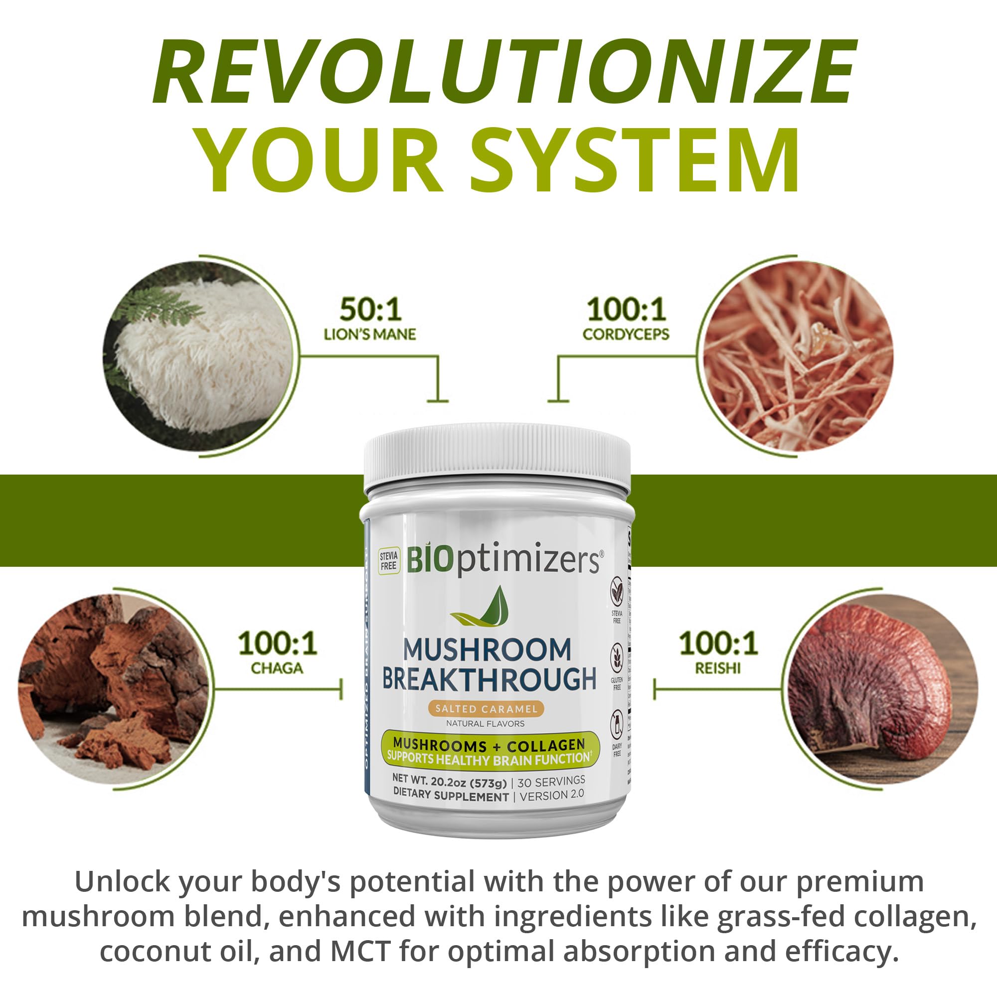 Foto 4 pulgar | Suplemento Bioptimizers Mushroom Breakthrough, 30 Porciones - Venta Internacional.