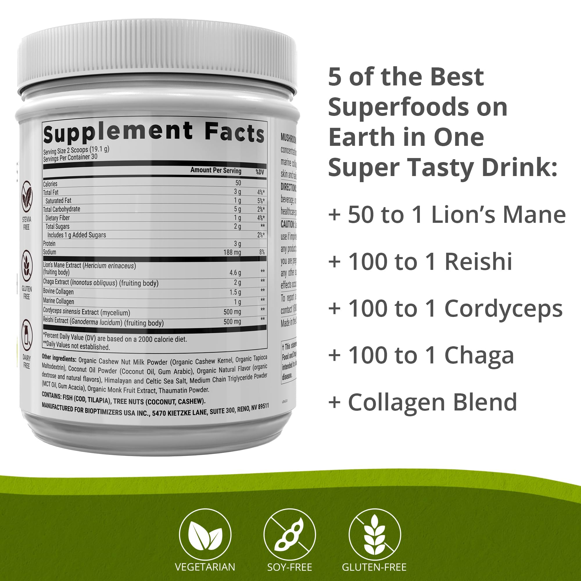 Foto 7 pulgar | Suplemento Bioptimizers Mushroom Breakthrough, 30 Porciones - Venta Internacional.