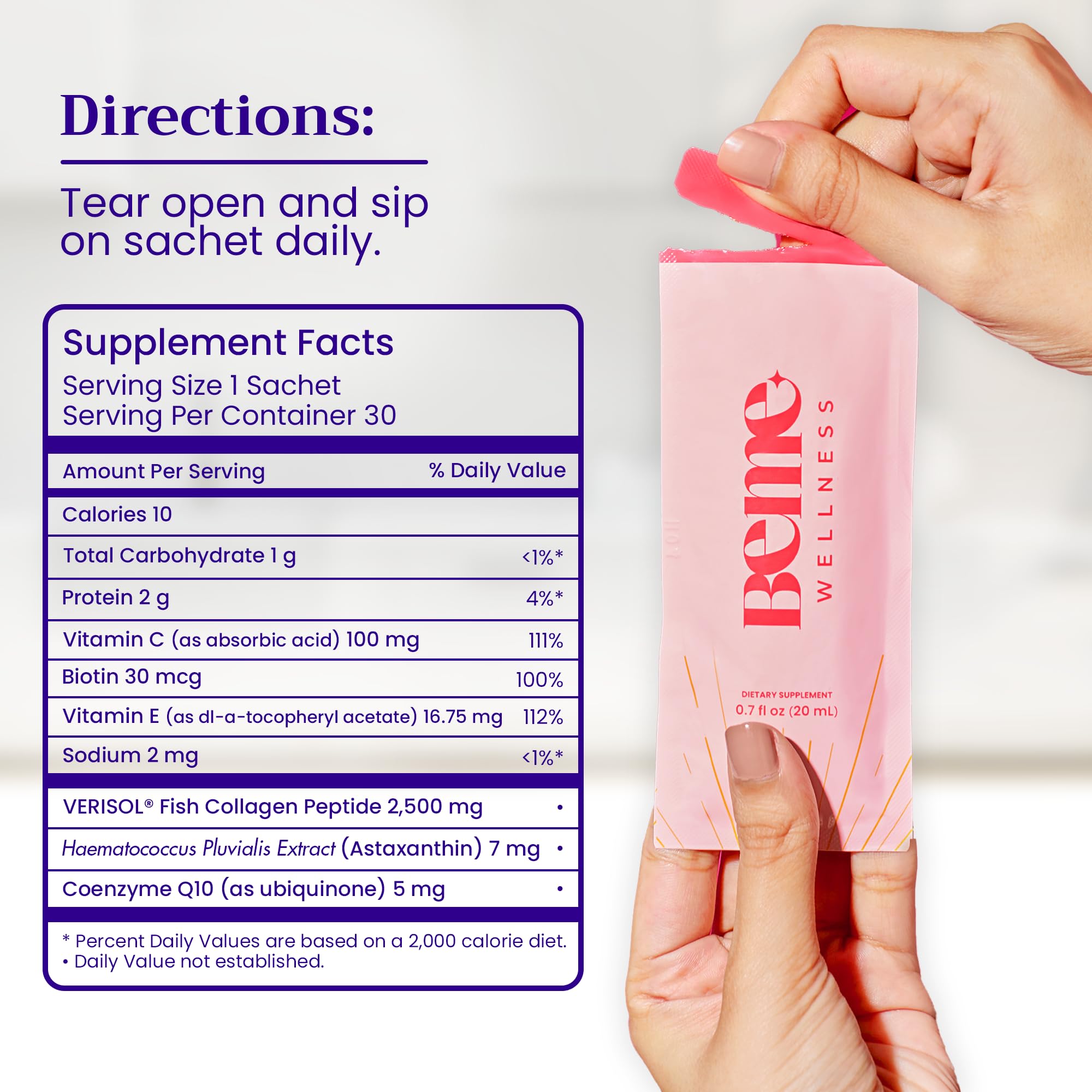 Foto 6 pulgar | Suplemento De Colágeno Líquido Beme 2500 Mg Con Biotina Y Coq10 15 Veces - Venta Internacional.