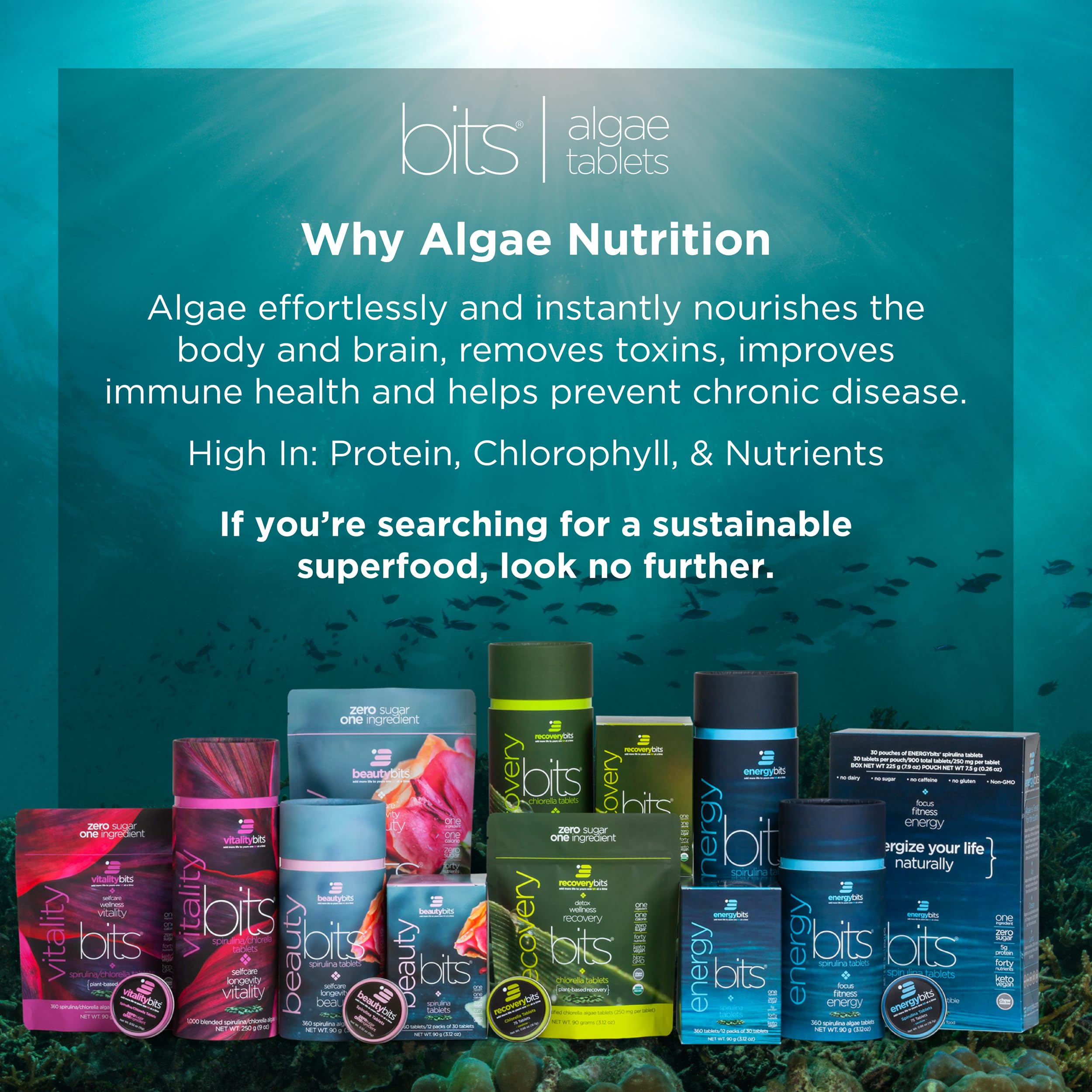 Foto 3 pulgar | Suplemento Energybits Beautybits De Espirulina Orgánica 1000 Tabletas - Venta Internacional.