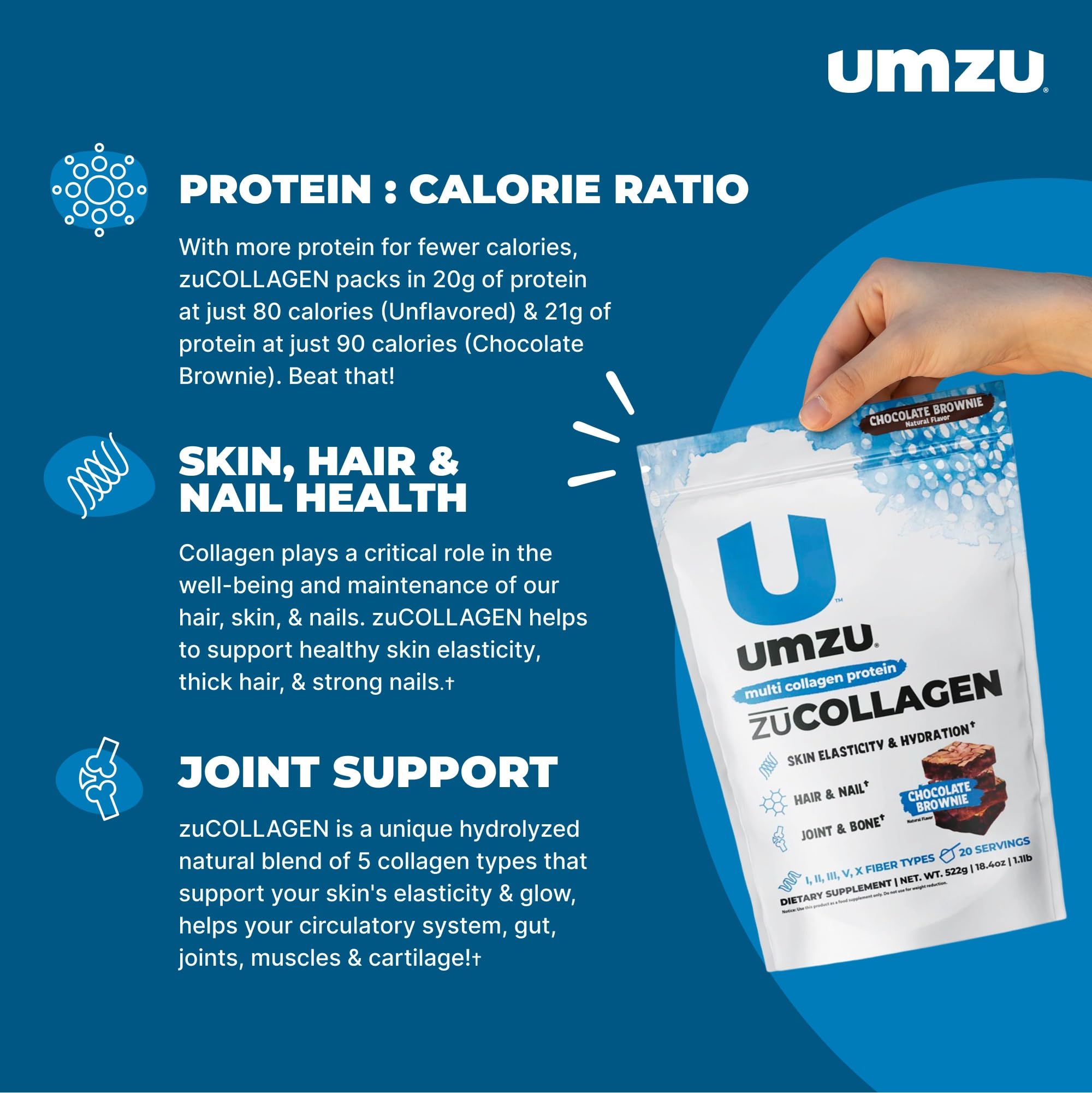 Foto 4 pulgar | Proteína En Polvo Umzu Zucollagen Hidrolizada 20g Chocolate - Venta Internacional.