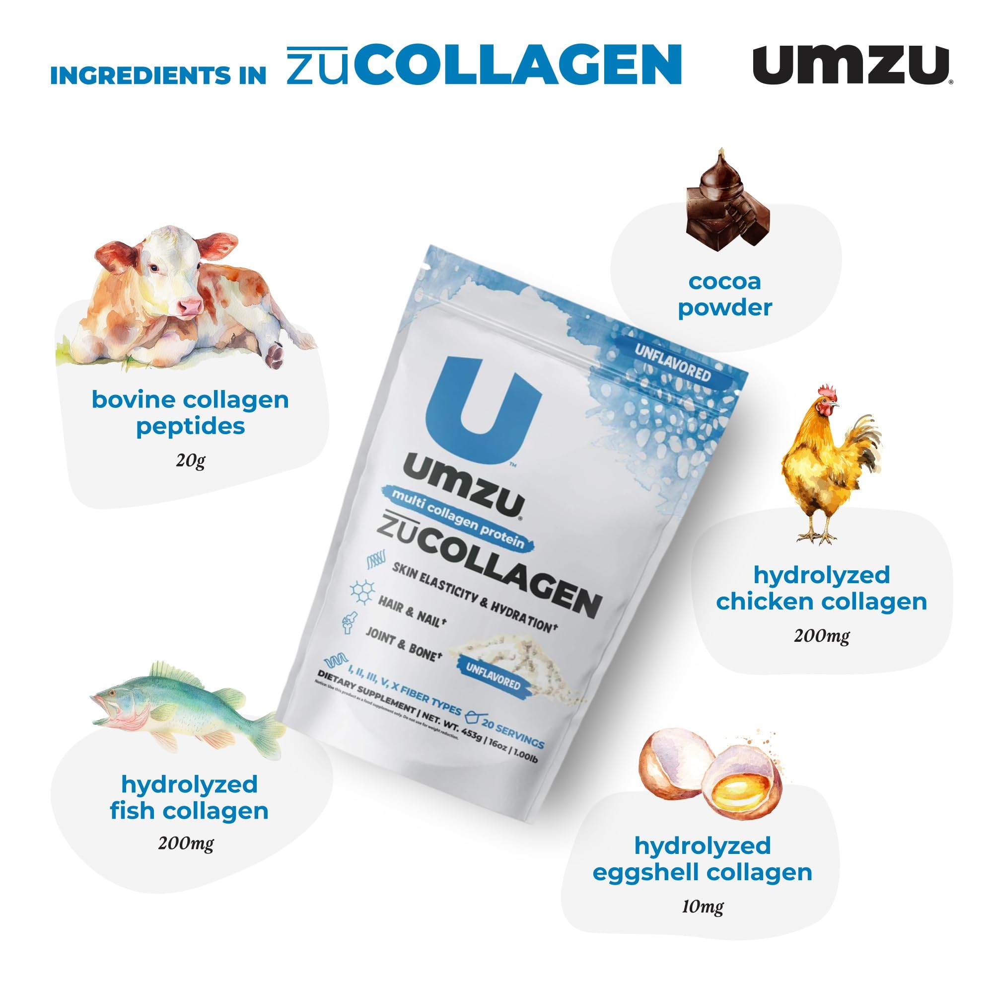 Foto 5 pulgar | Proteína En Polvo Umzu Zucollagen Hidrolizada 20g Chocolate - Venta Internacional.