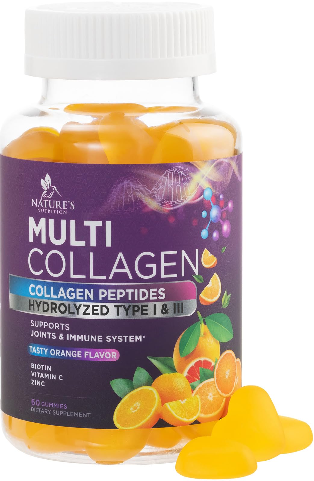 Foto 2 pulgar | Gomitas De Colágeno Nature's Nutrition Con 2500 Mcg De Biotina, 60 Unidades - Venta Internacional.