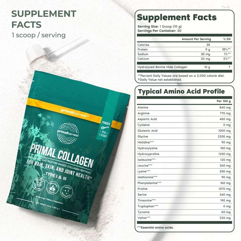 Foto 3 pulgar | Colágeno En Polvo Primal Harvest Primal Collagen Peptides 300 Ml - Venta Internacional.
