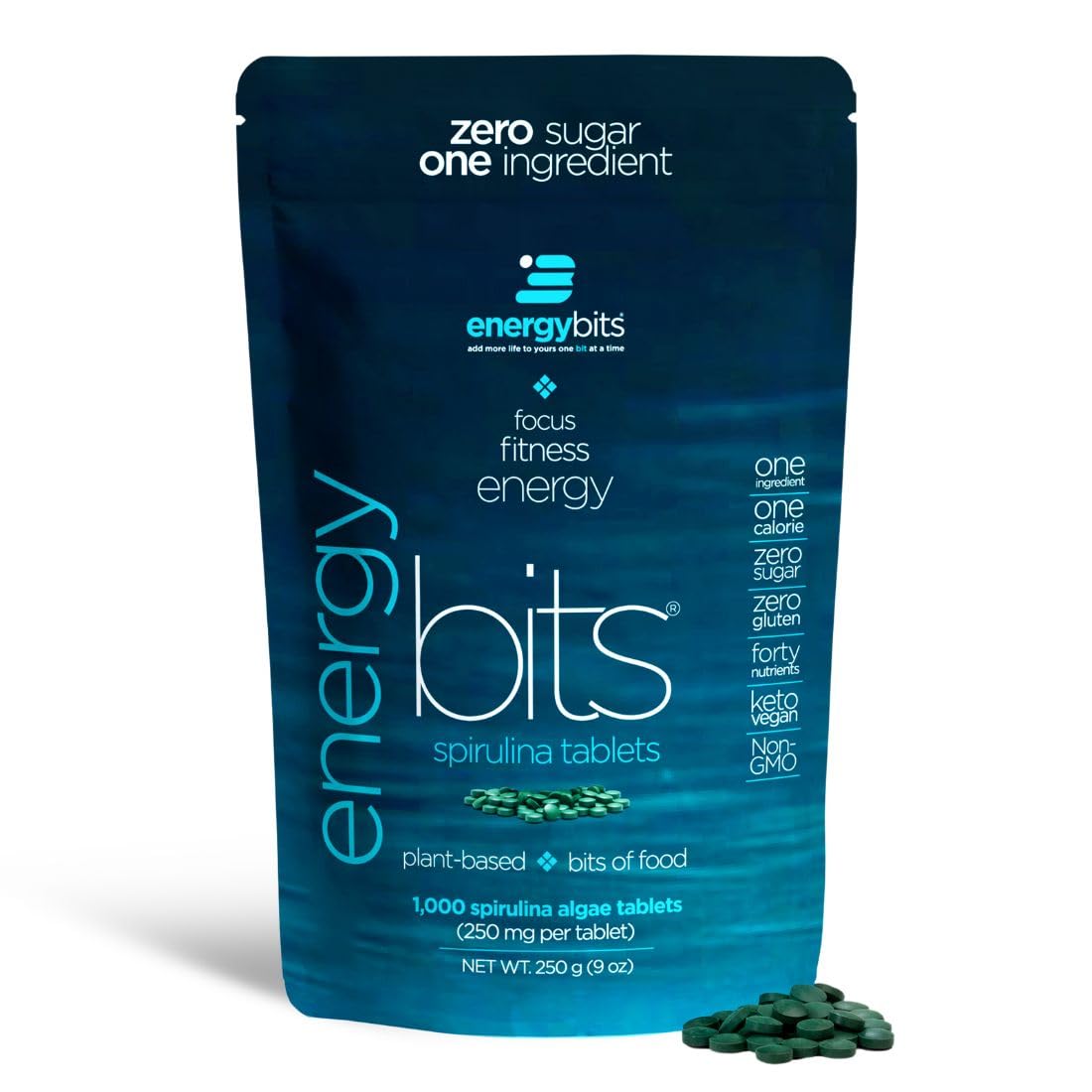 Foto 2 pulgar | Tabletas de Espirulina Energybits 1000 Tabletas Orgánicas de Algas - Venta Internacional