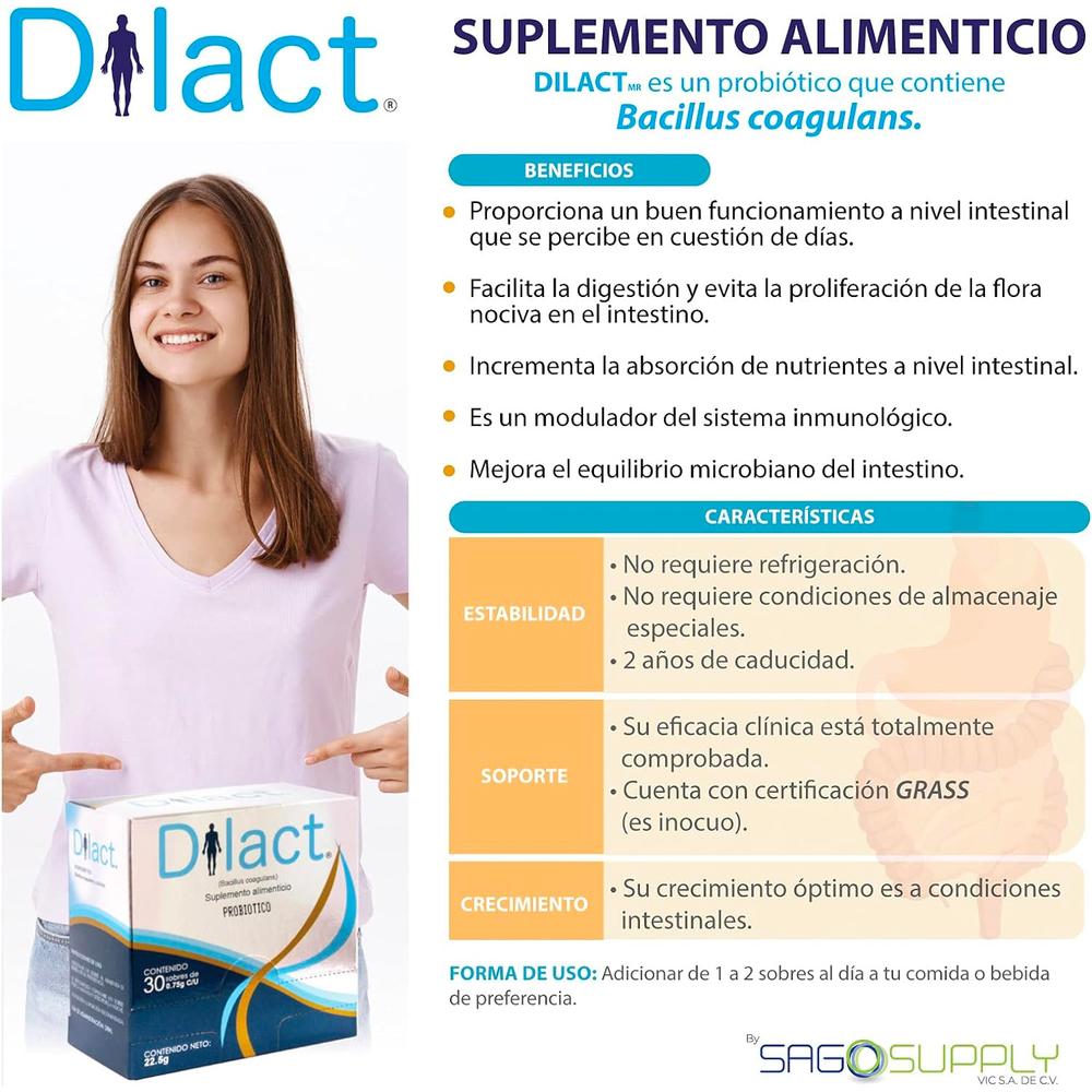 Foto 4 pulgar | Probióticos Dilact 0.75g 30 Sobres