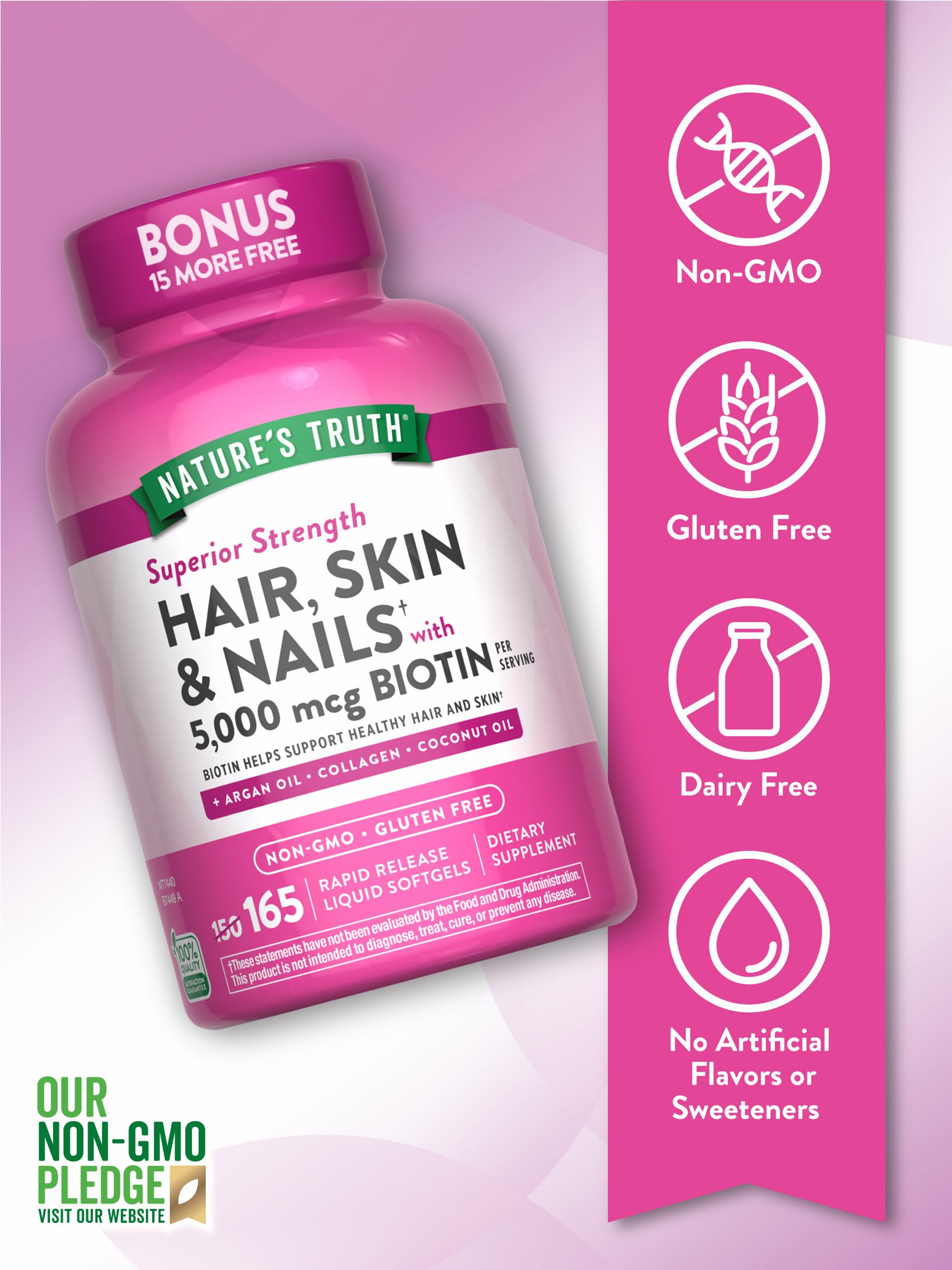 Foto 4 pulgar | Vitamina para Cabello + Piel + Uñas Nature's Truth - Venta Internacional