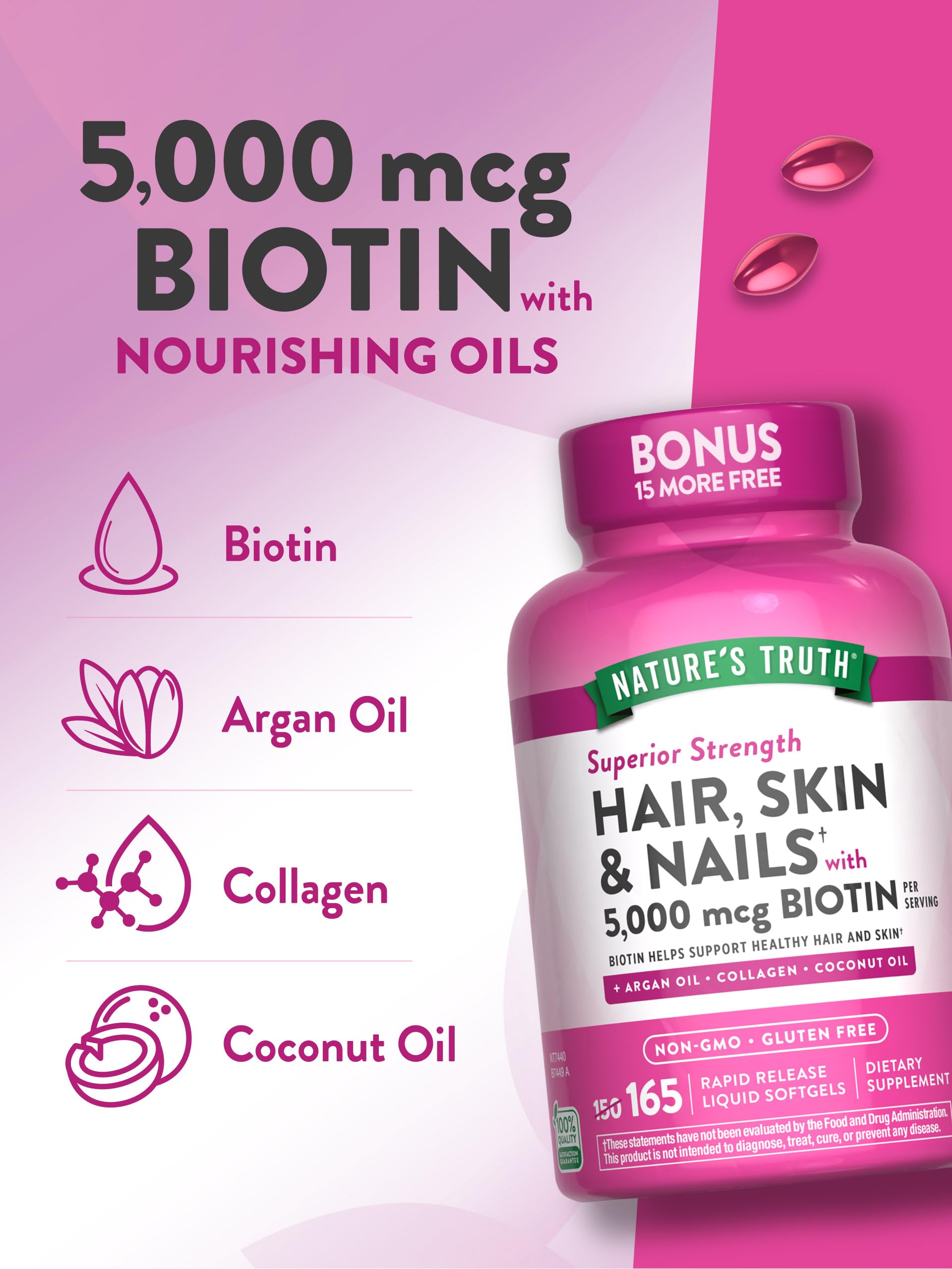 Foto 6 pulgar | Vitamina para Cabello + Piel + Uñas Nature's Truth - Venta Internacional