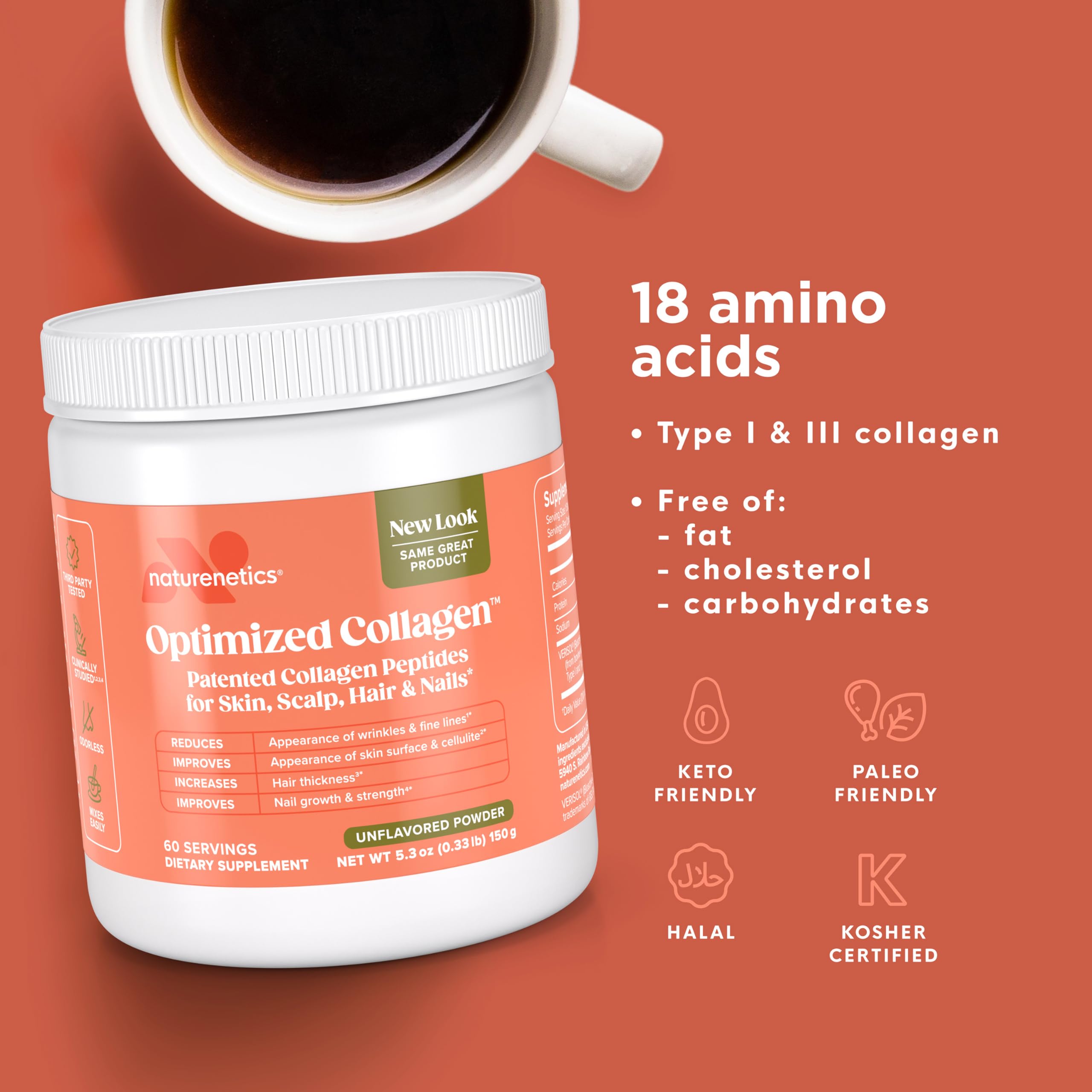 Foto 5 pulgar | Péptidos de Colágeno en Polvo Naturenetics Optimized 60 Porciones - Venta Internacional