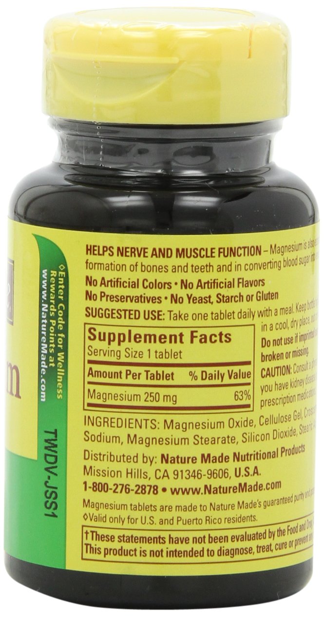 Foto 3 | Suplemento Nature Made Magnesio 250 Mg 100 Tabletas X 6 - Venta Internacional.