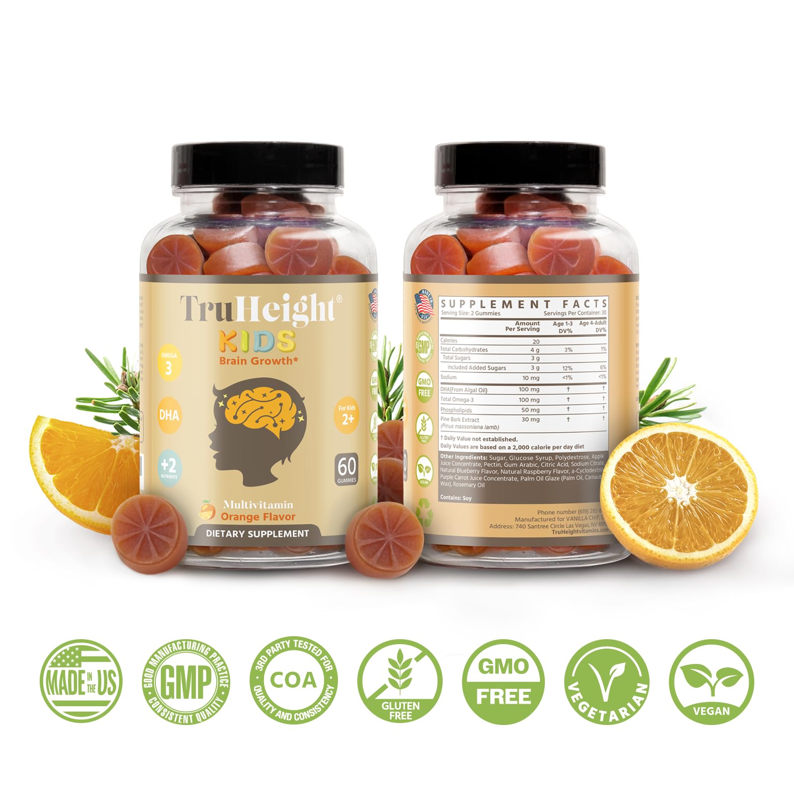 Foto 5 | Gomitas Para El Crecimiento Cerebral Truheight Kids All Natural De 2 Años - Venta Internacional.