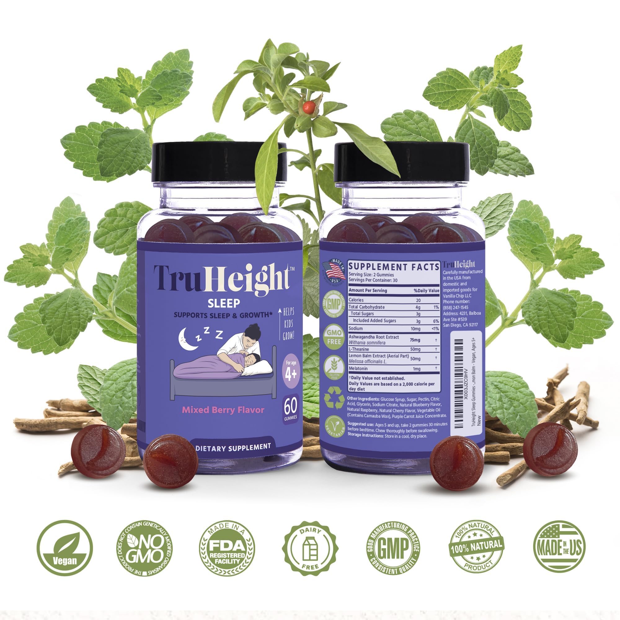 Foto 3 pulgar | Gominolas Para Dormir Truheight Para Niños Y Adolescentes Con Melatonina 1 Mg, Ashwagandha - Venta Internacional.