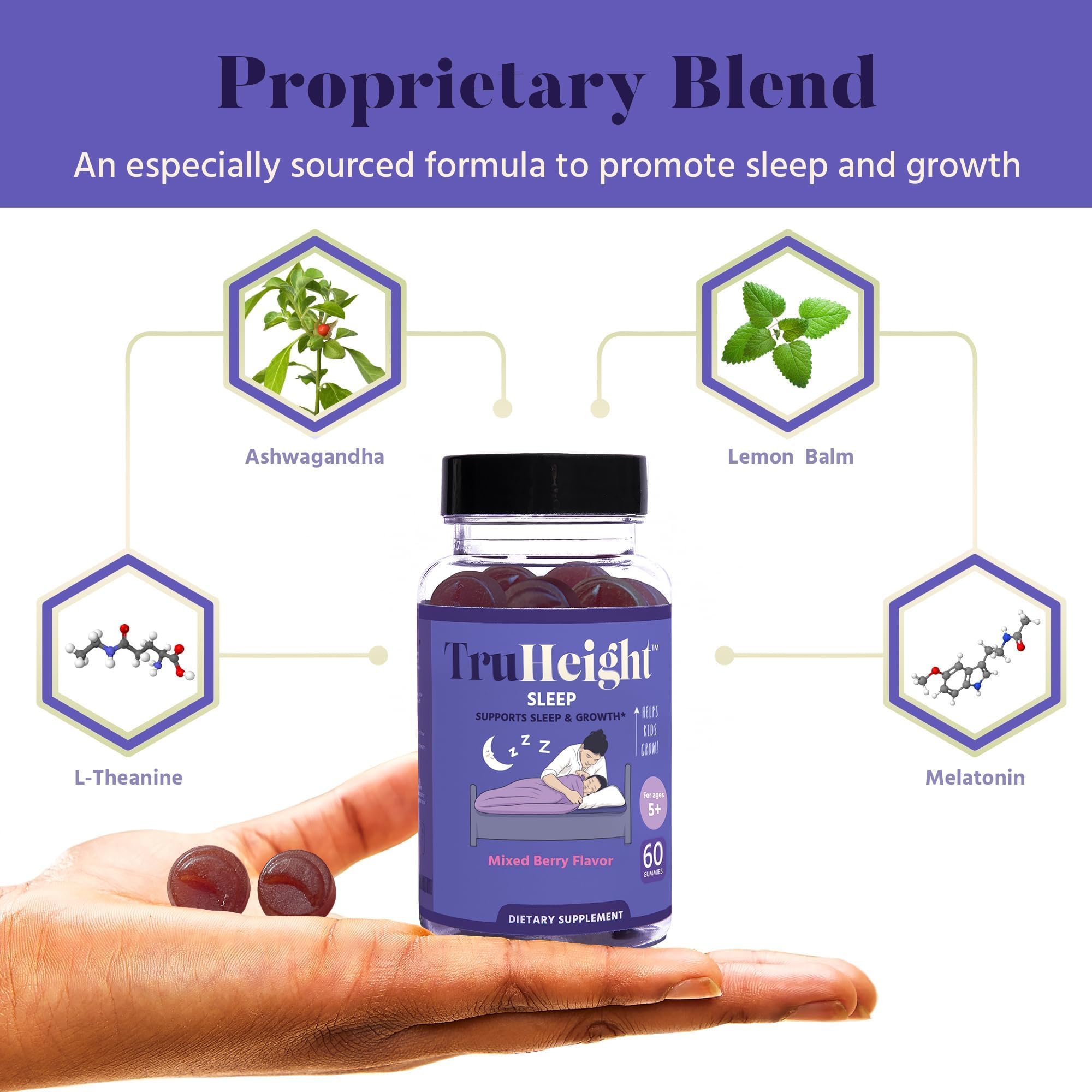 Foto 4 pulgar | Gominolas Para Dormir Truheight Para Niños Y Adolescentes Con Melatonina 1 Mg, Ashwagandha - Venta Internacional.
