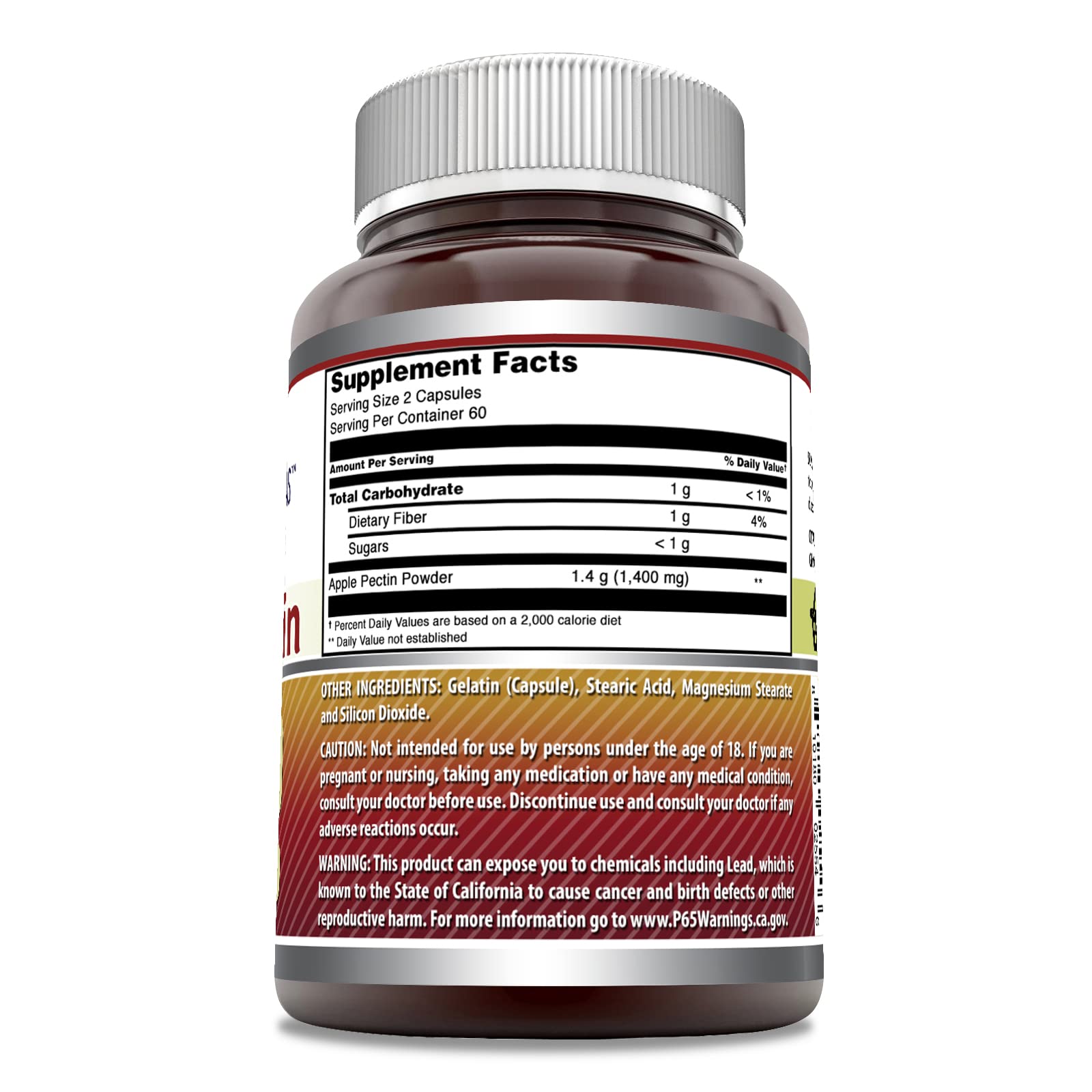 Foto 4 pulgar | Suplemento Amazing Formulas, Pectina De Manzana, 1400 Mg, 120 Cápsulas - Venta Internacional.