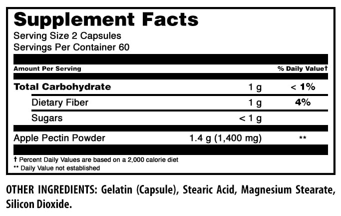 Foto 5 pulgar | Suplemento Amazing Formulas, Pectina De Manzana, 1400 Mg, 120 Cápsulas - Venta Internacional.