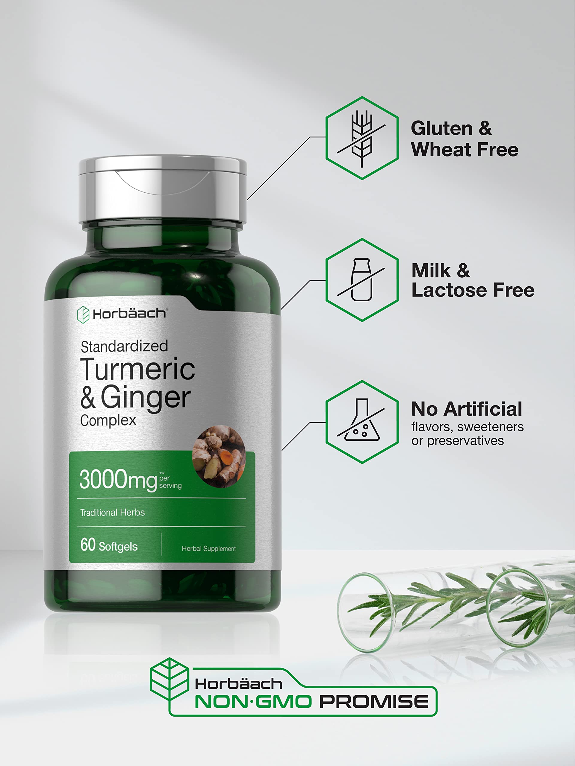Foto 5 pulgar | Suplemento Horbaach, Cúrcuma Y Jengibre, 3000 Mg, 60 Cápsulas Blandas - Venta Internacional.
