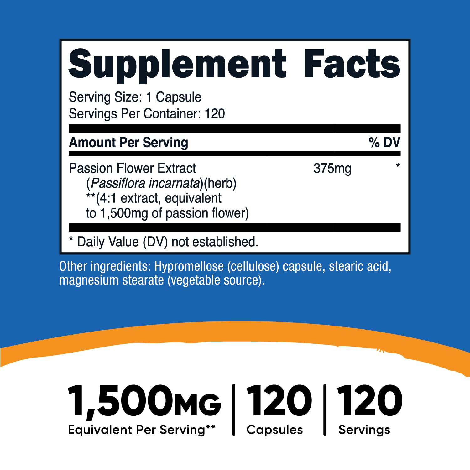 Foto 3 pulgar | Suplemento Nutricost Extracto De Pasiflora 1500 Mg 120 Cápsulas - Venta Internacional.