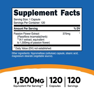 Foto 2 | Suplemento Nutricost Extracto De Pasiflora 1500 Mg 120 Cápsulas - Venta Internacional.