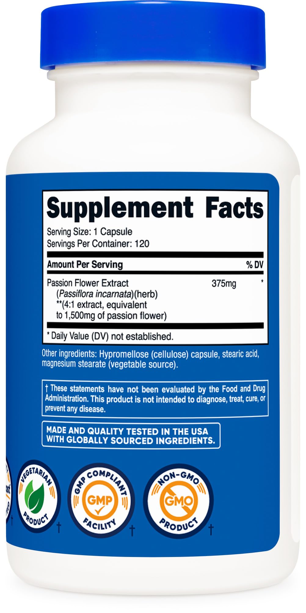 Foto 6 pulgar | Suplemento Nutricost Extracto De Pasiflora 1500 Mg 120 Cápsulas - Venta Internacional.