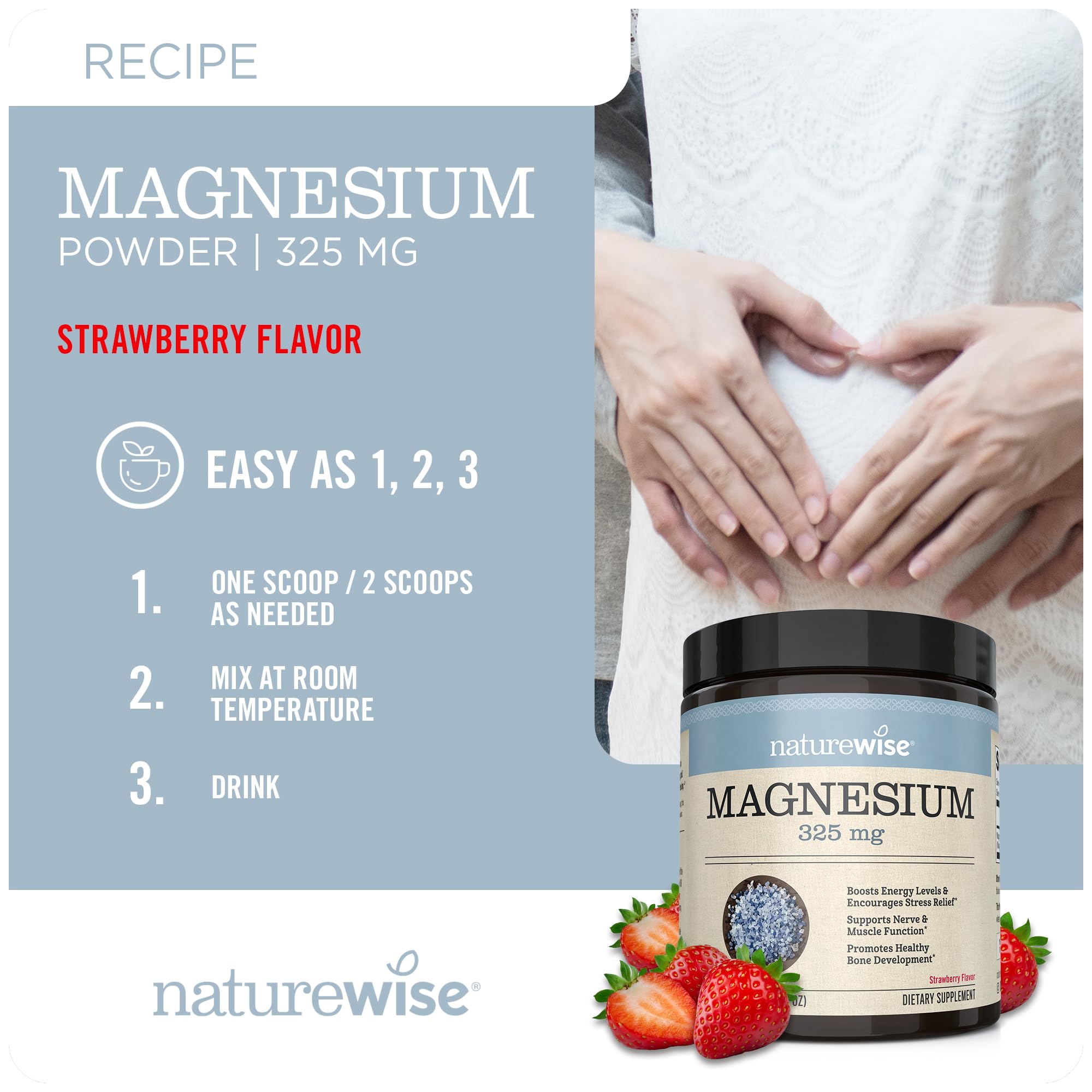Foto 5 pulgar | Suplemento Naturewise De Citrato De Magnesio En Polvo 325 Mg - Venta Internacional.